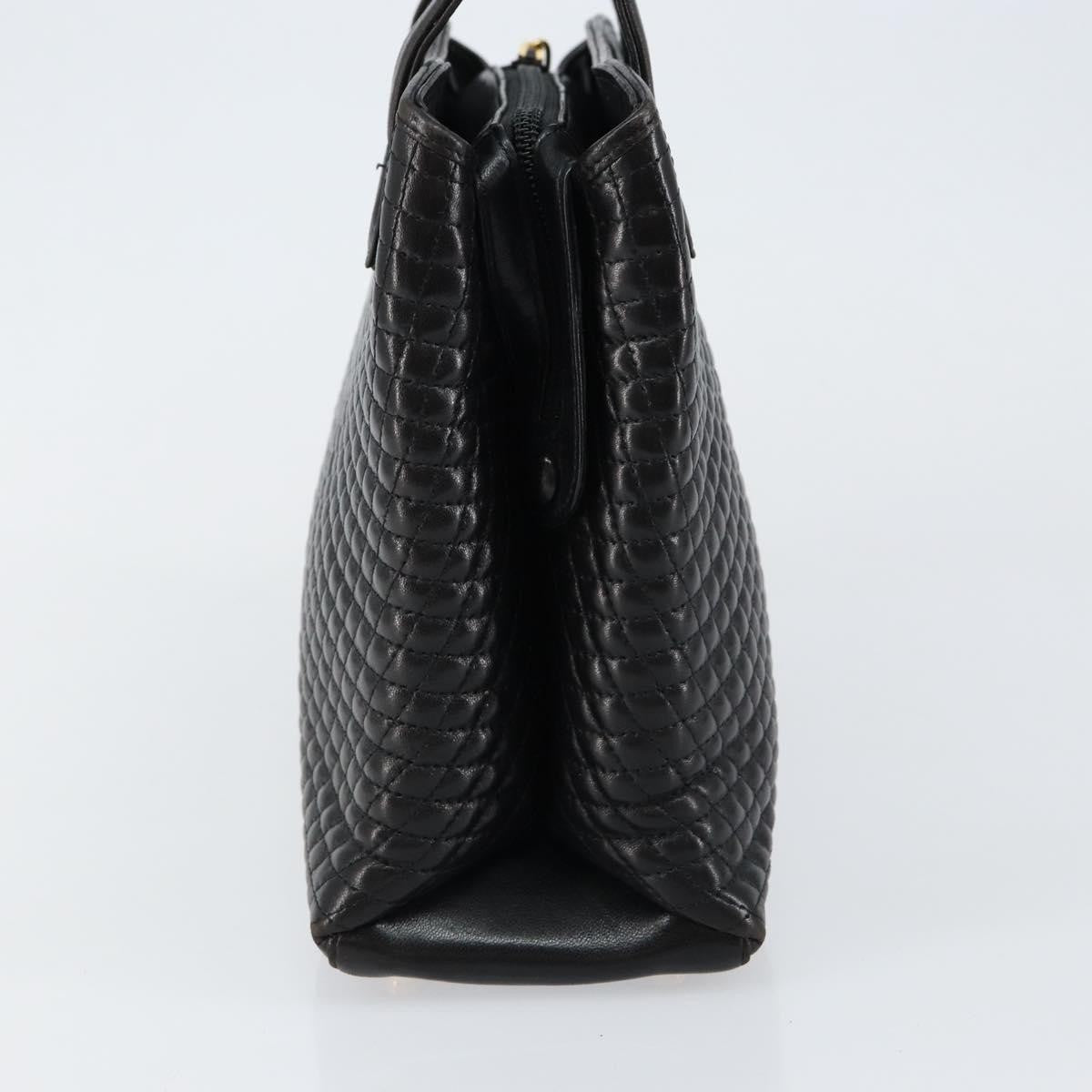 Bally Vintage Quilted Leather Black Leather Handbag (Pre-Owned)
