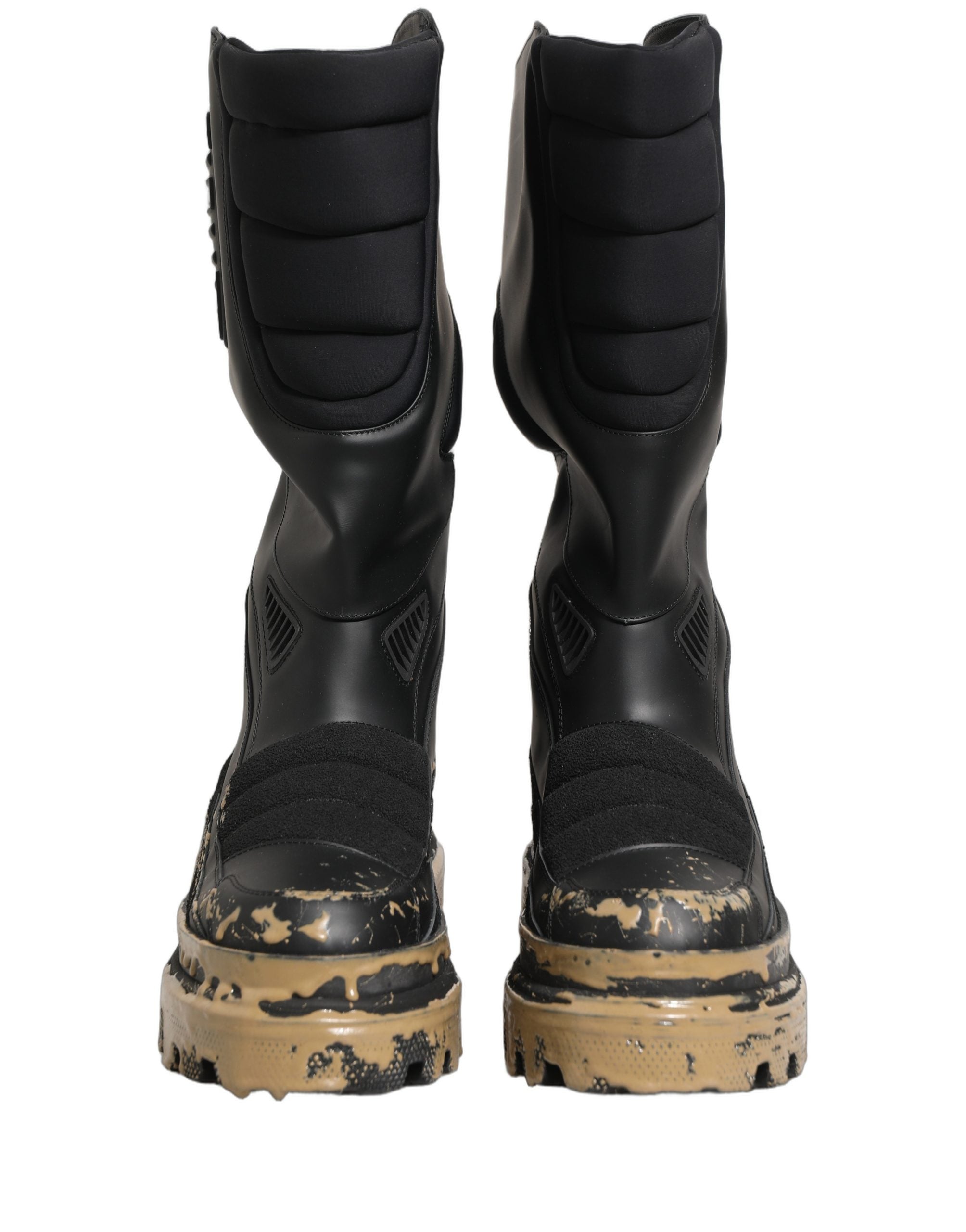 Dolce & Gabbana Black Leather Biker Mid Calf Men Boots Men's Shoes