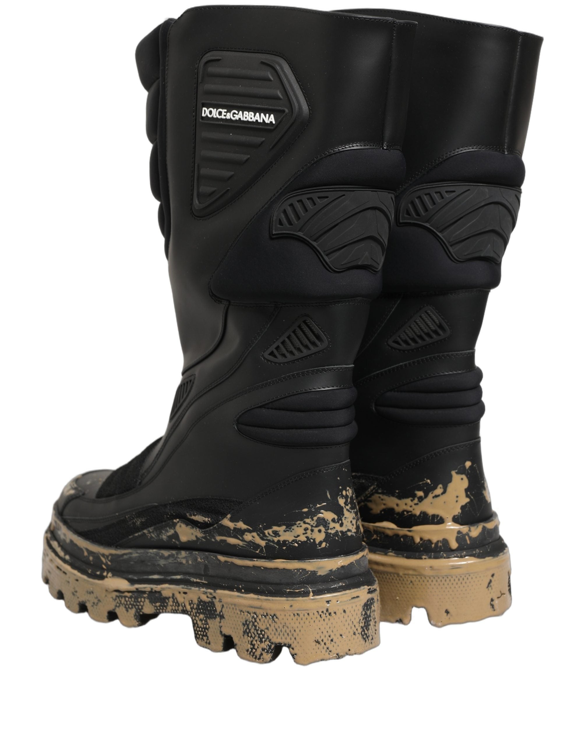 Dolce & Gabbana Black Leather Biker Mid Calf Men Boots Men's Shoes