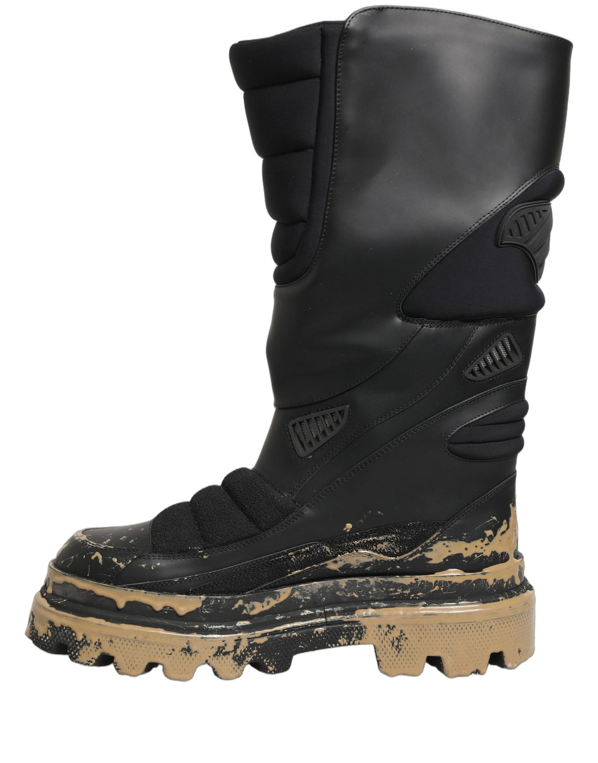 Dolce & Gabbana Black Leather Biker Mid Calf Men Boots Men's Shoes