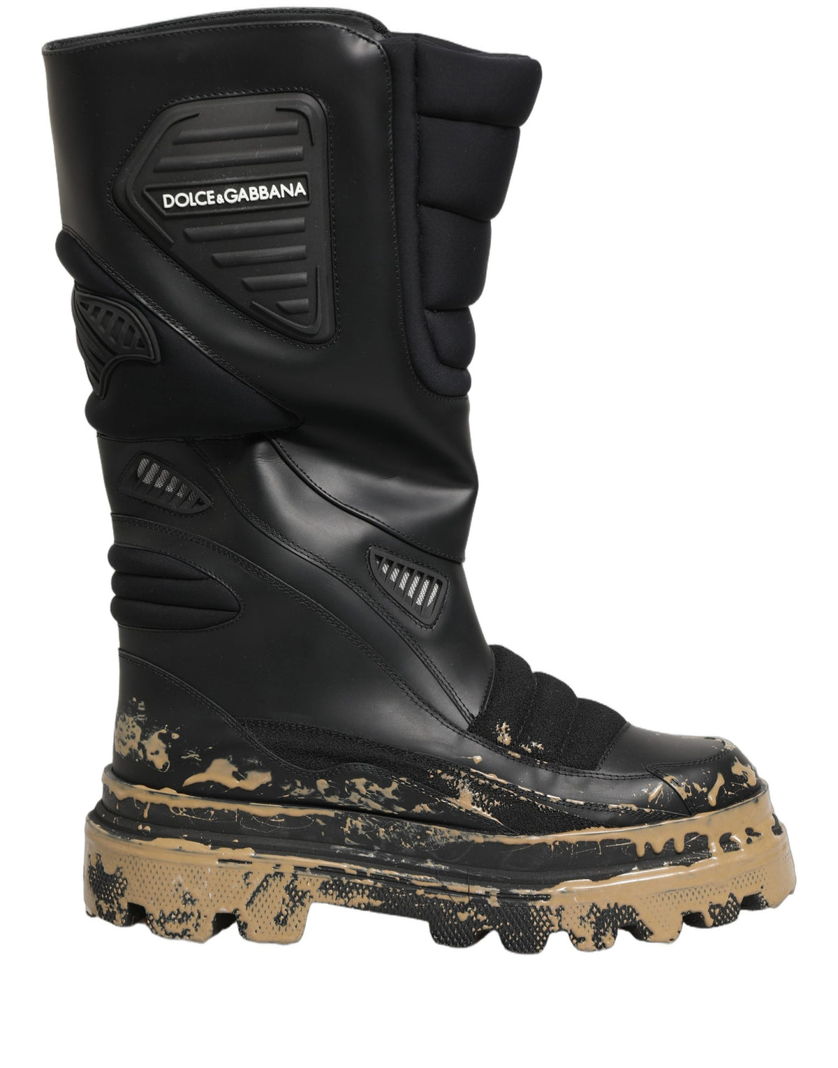 Dolce & Gabbana Black Leather Biker Mid Calf Men Boots Men's Shoes