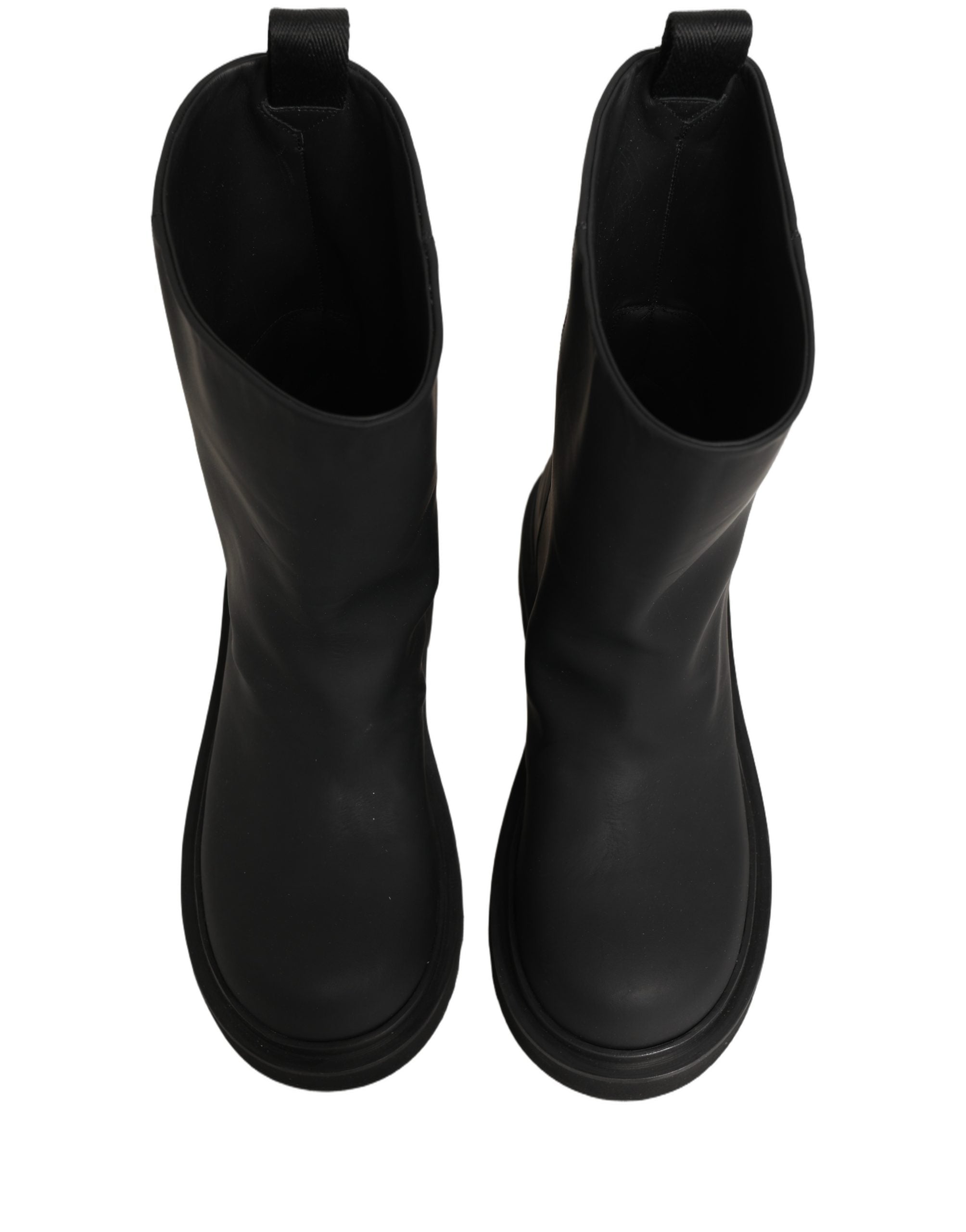 Dolce & Gabbana Black Leather Mid Calf Chunky Men Boots Men's Shoes