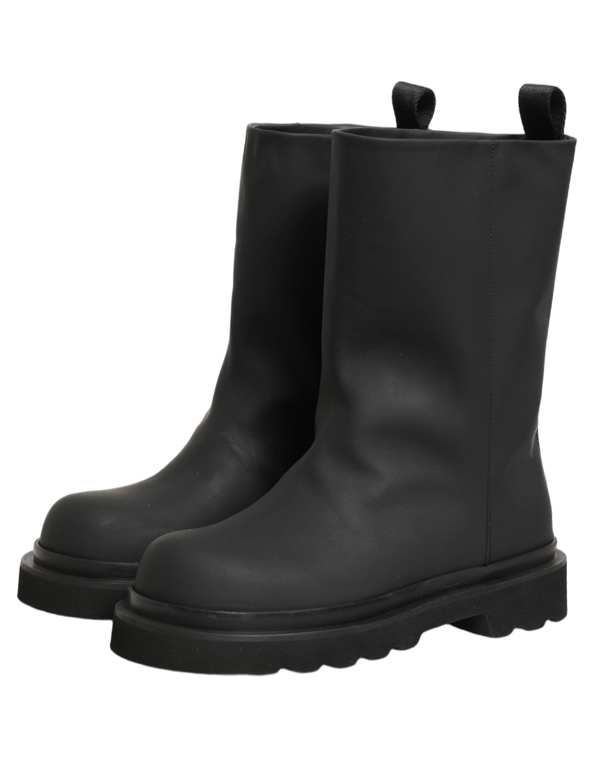 Dolce & Gabbana Black Leather Mid Calf Chunky Men Boots Men's Shoes