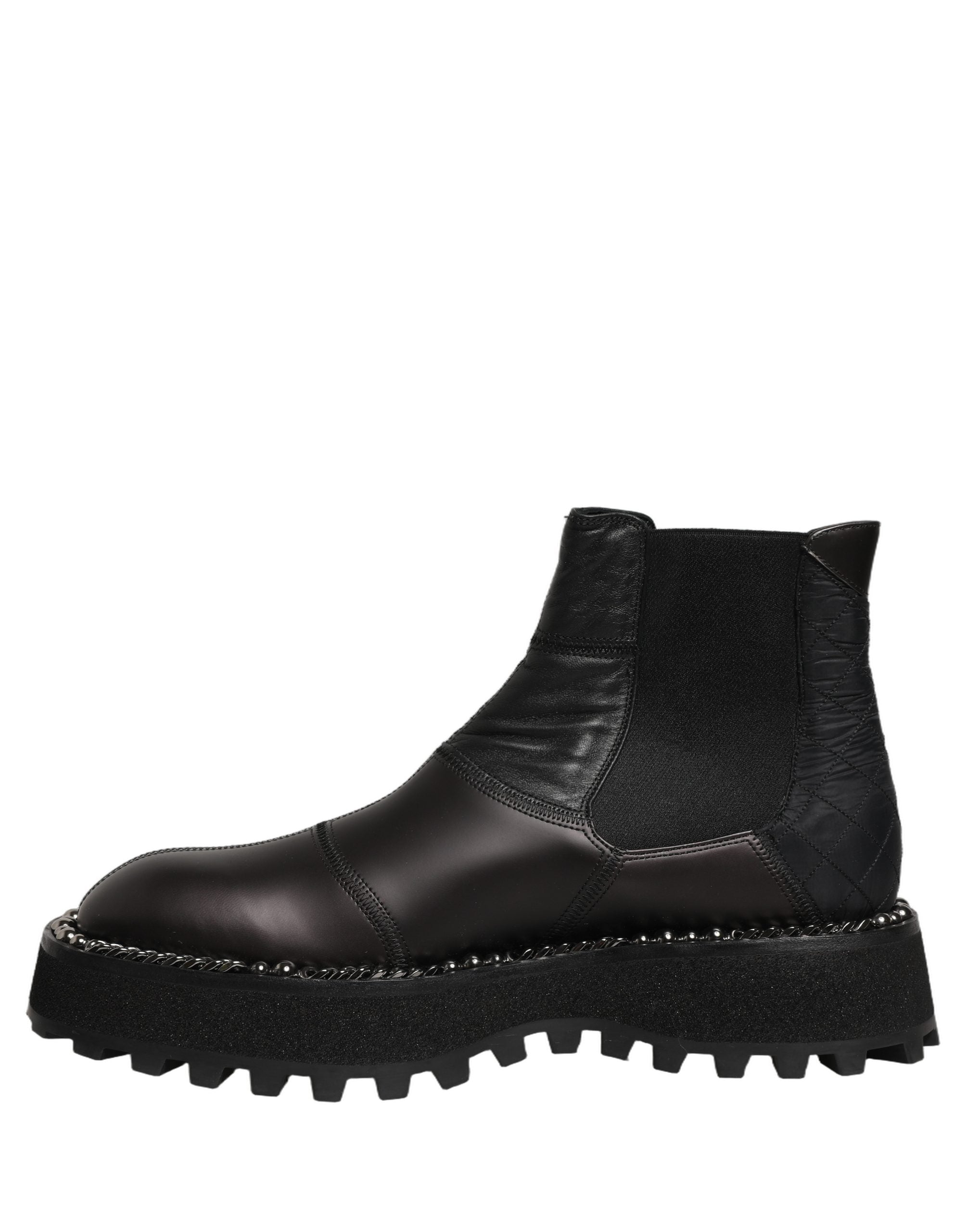 Dolce & Gabbana Black Chelsea Boots Leather Slip On Men Men's Shoes