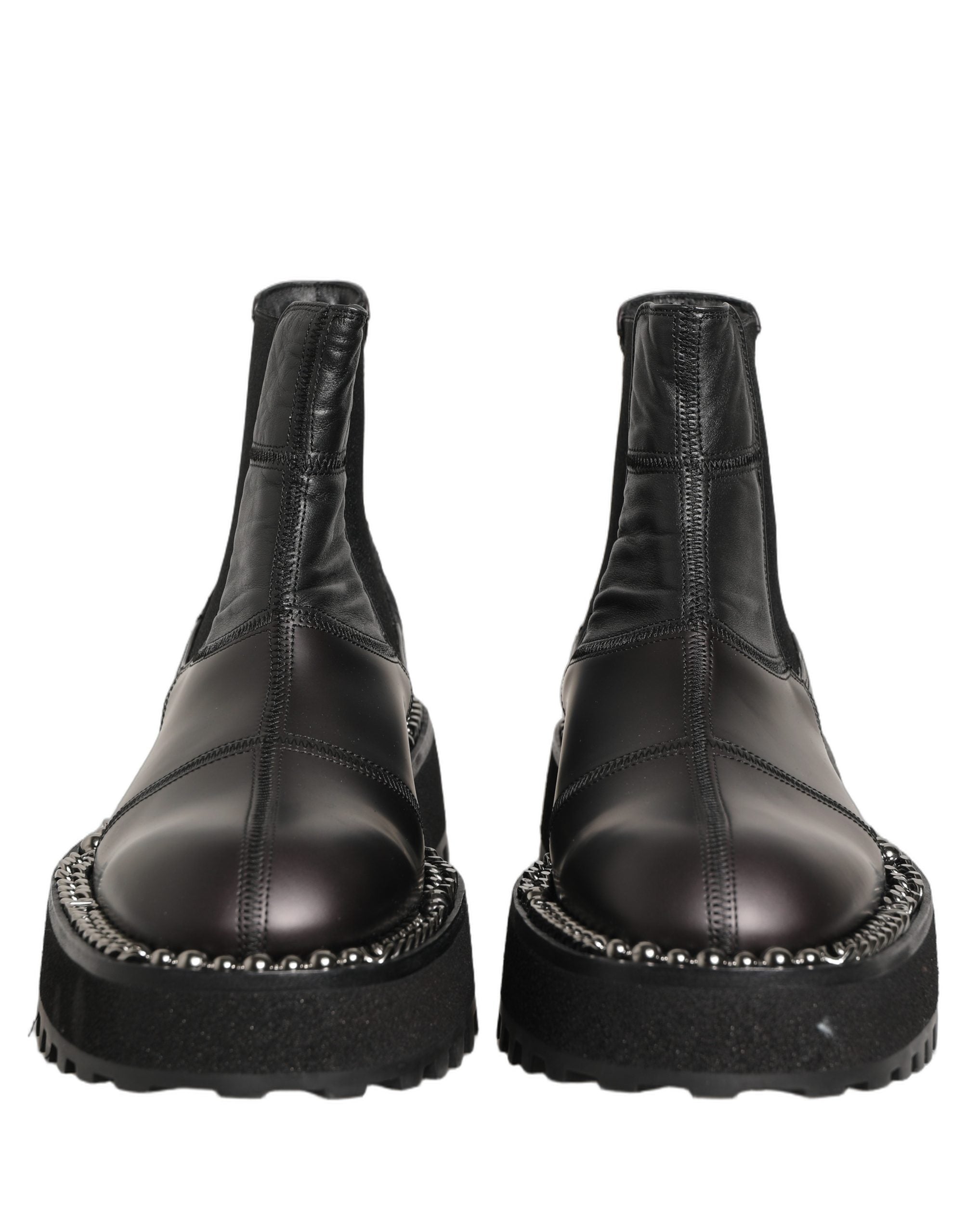 Dolce & Gabbana Black Chelsea Boots Leather Slip On Men Men's Shoes