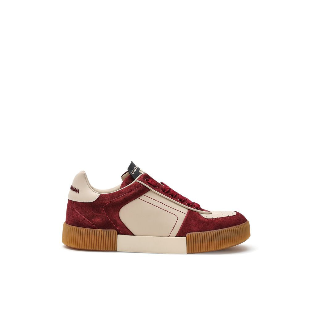 Dolce & Gabbana Bordeaux Leather Low Top Men's Sneakers