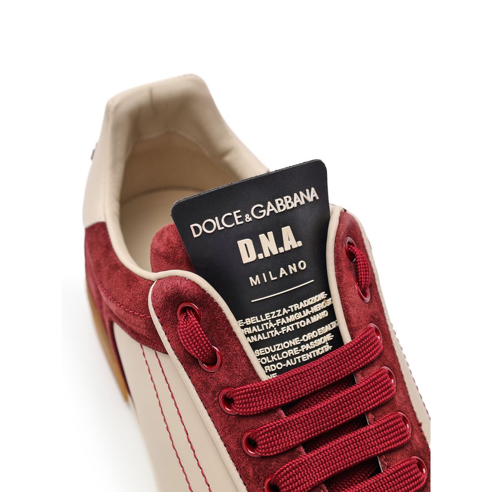 Dolce & Gabbana Bordeaux Leather Low Top Men's Sneakers