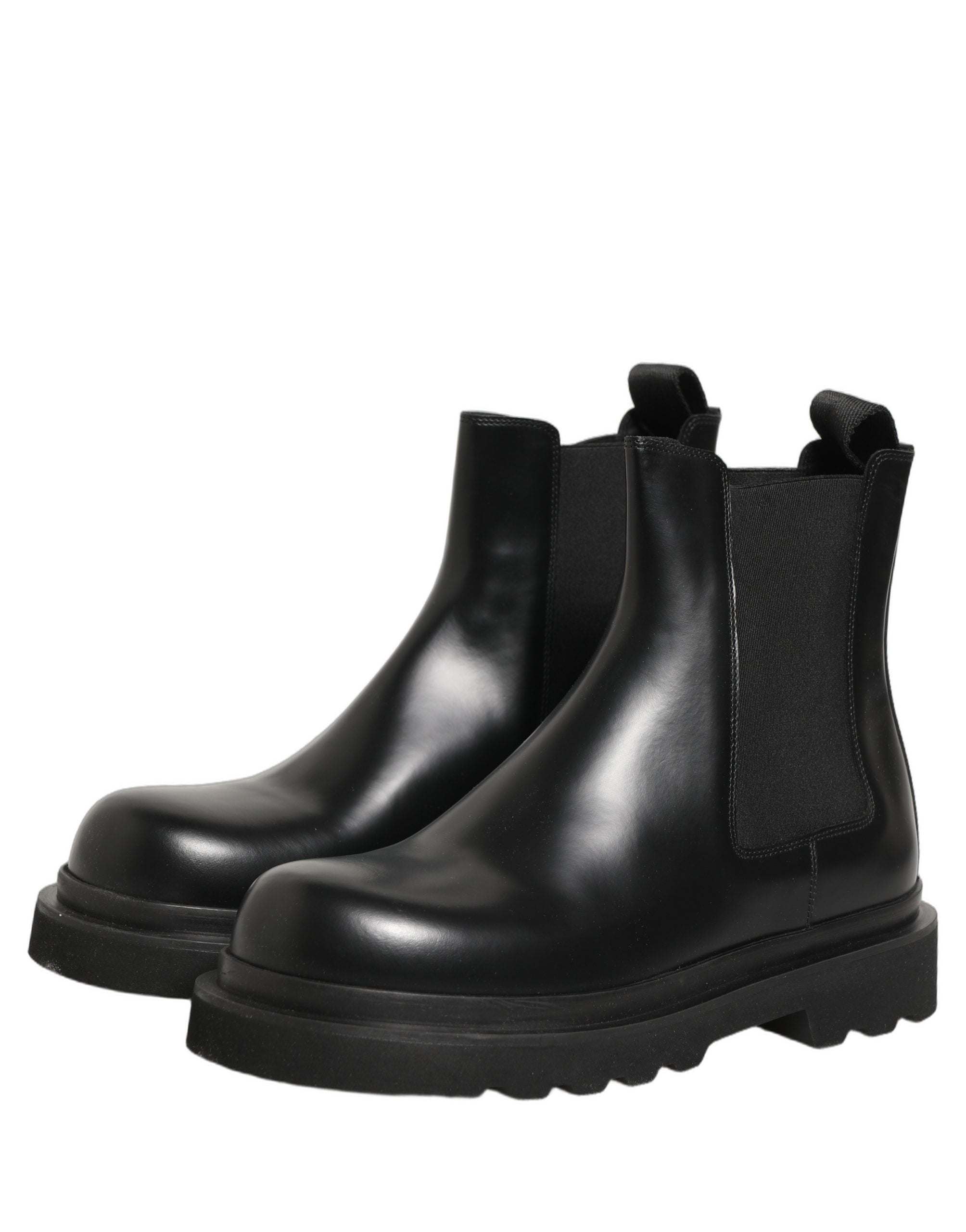 Dolce & Gabbana Black Chelsea Boots Leather Slip On Men Men's Shoes