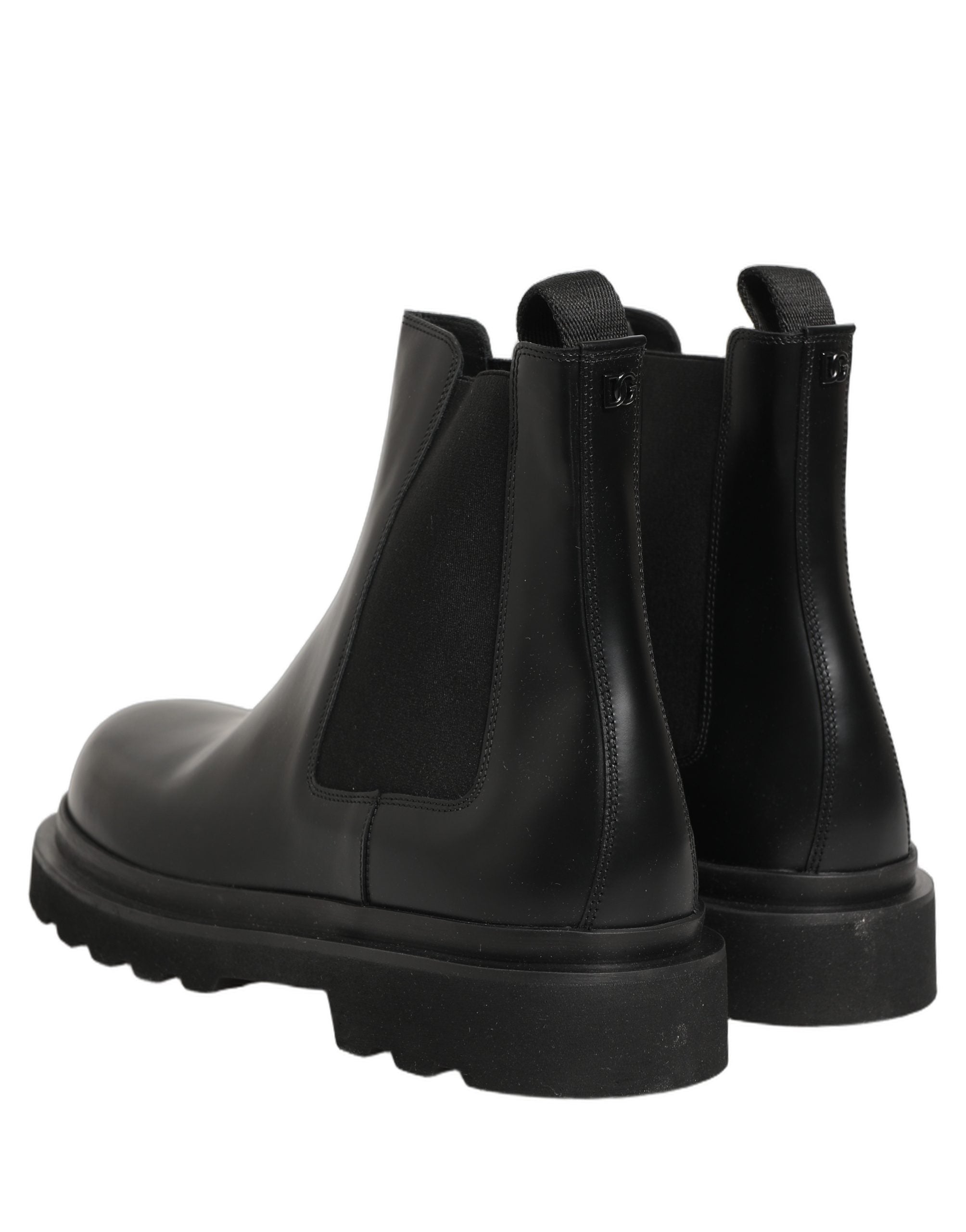 Dolce & Gabbana Black Chelsea Boots Leather Slip On Men Men's Shoes