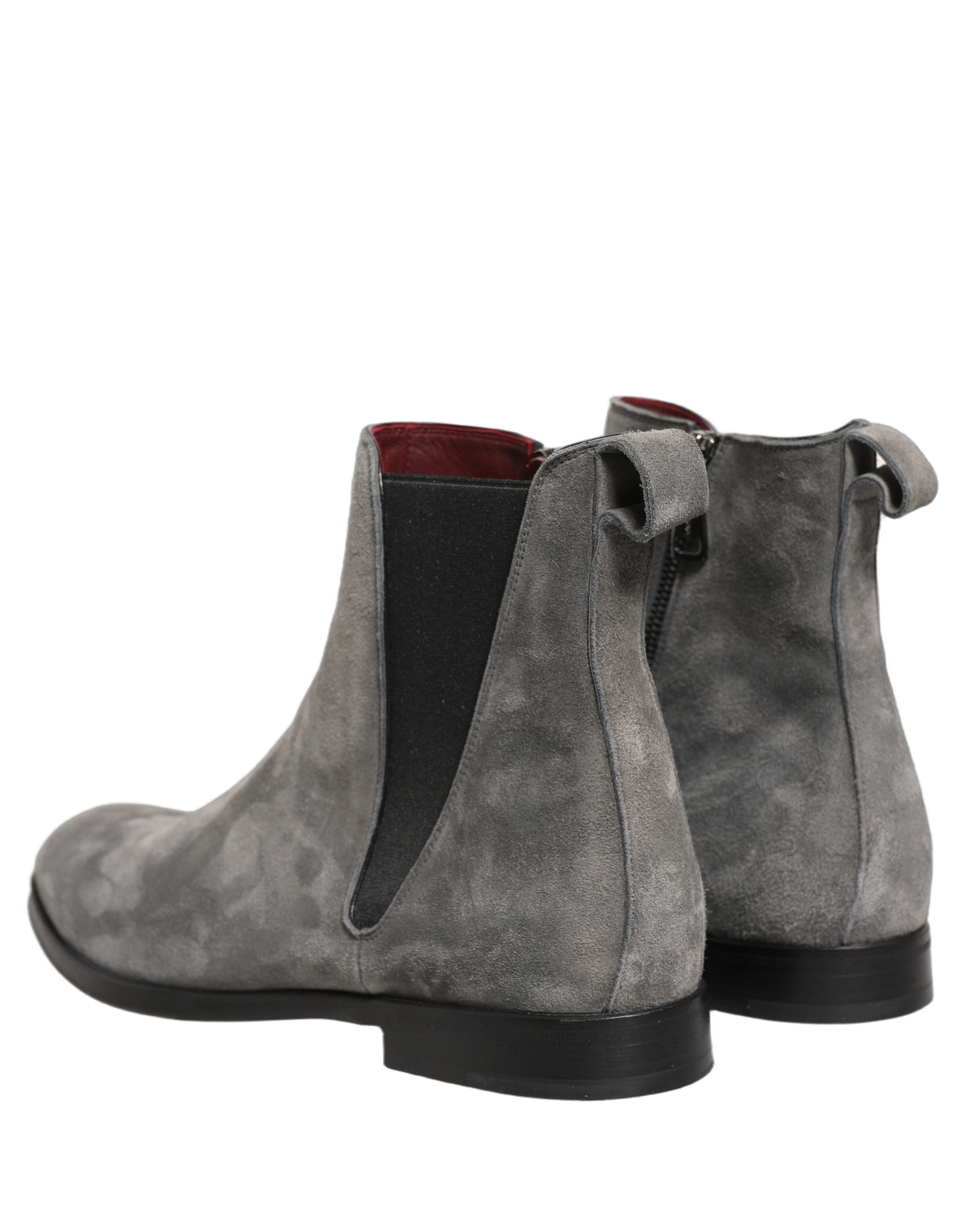 Dolce & Gabbana Gray Suede Leather Chelsea Boots Men's Shoes