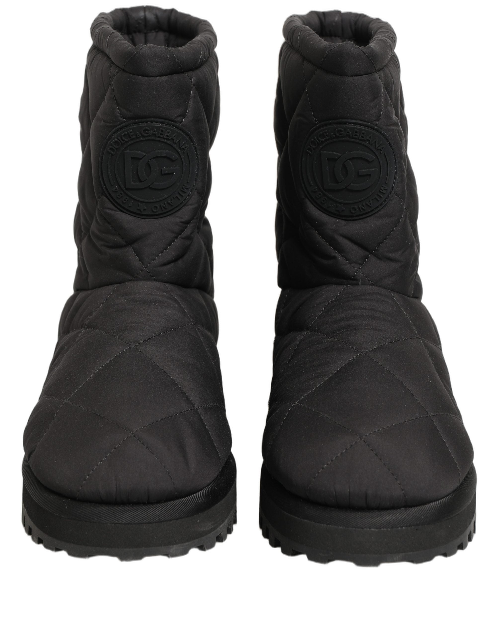 Dolce & Gabbana Black Quilted Effect Mid Calf Boots Men's Shoes