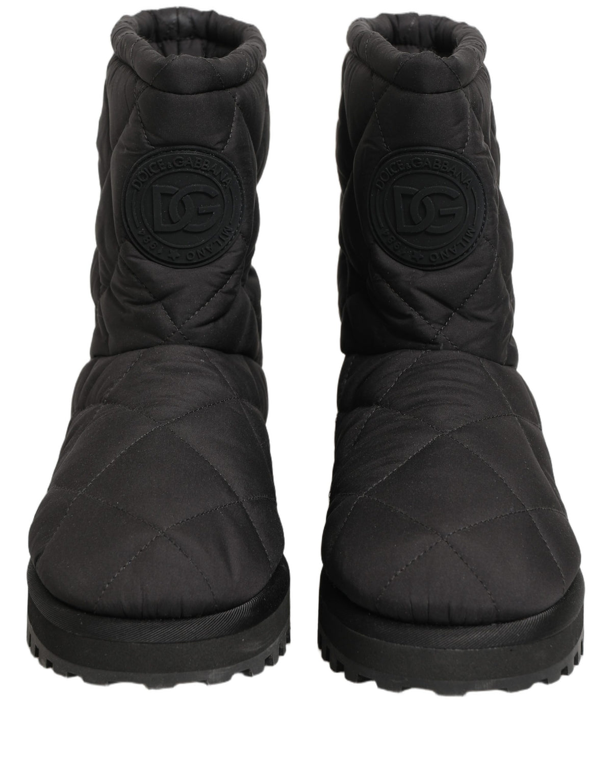 Dolce & Gabbana Black Quilted Effect Mid Calf Boots Men's Shoes