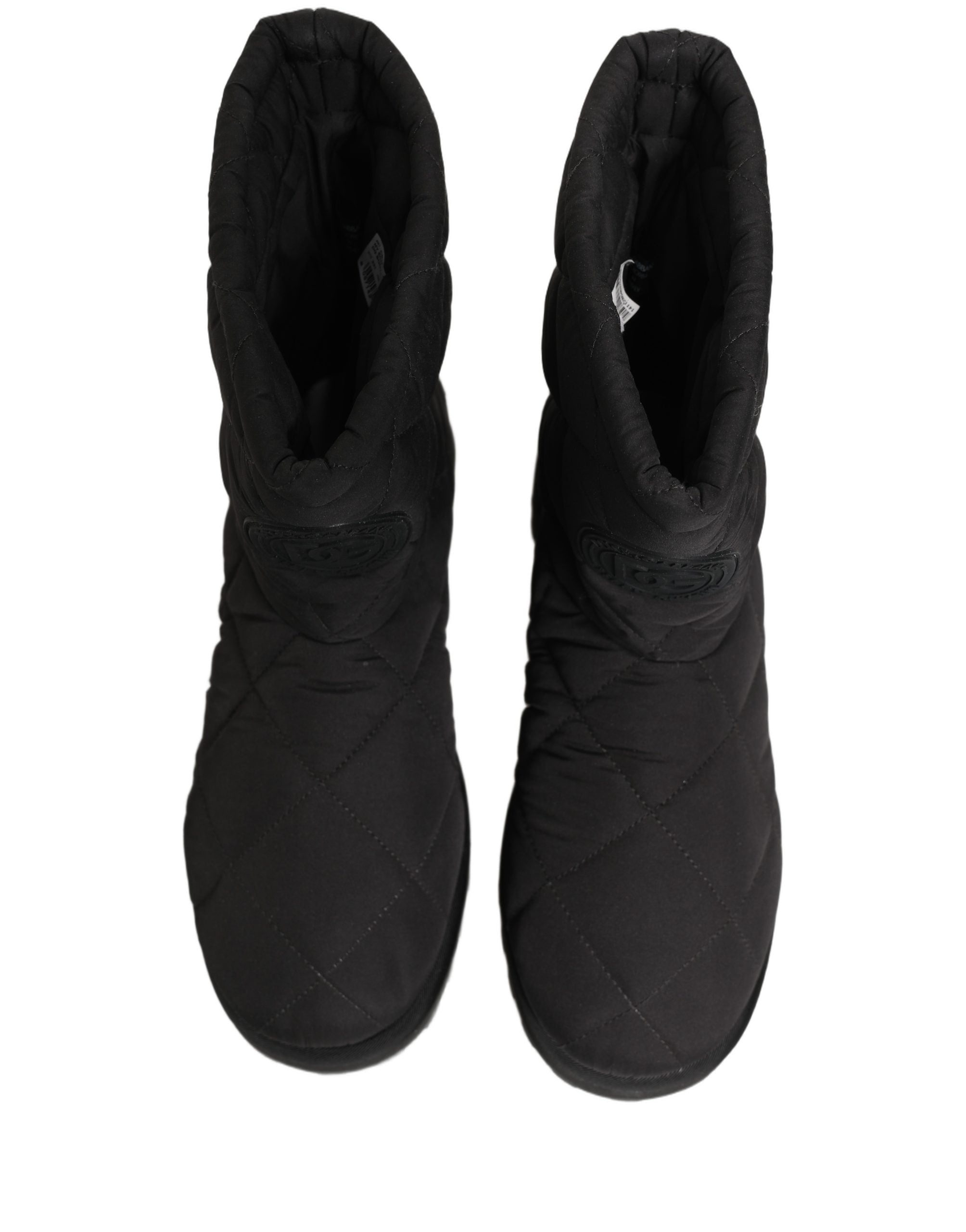 Dolce & Gabbana Black Quilted Effect Mid Calf Boots Men's Shoes