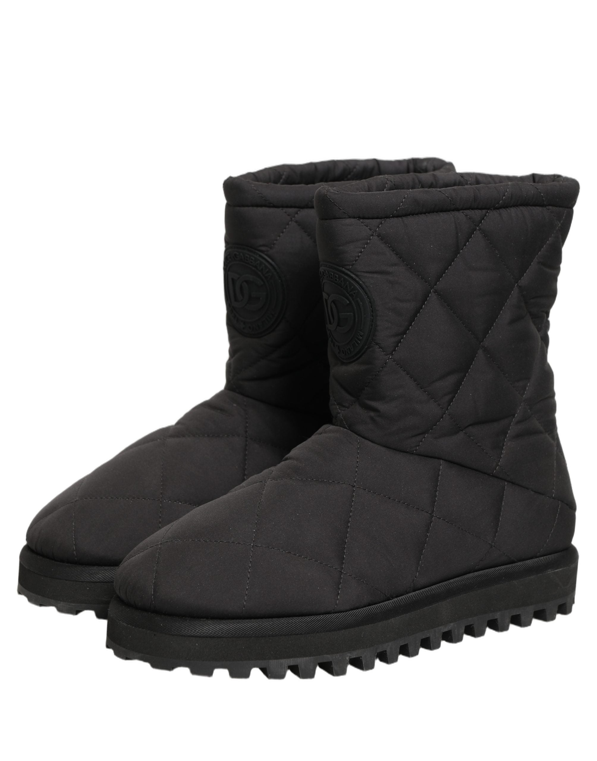 Dolce & Gabbana Black Quilted Effect Mid Calf Boots Men's Shoes