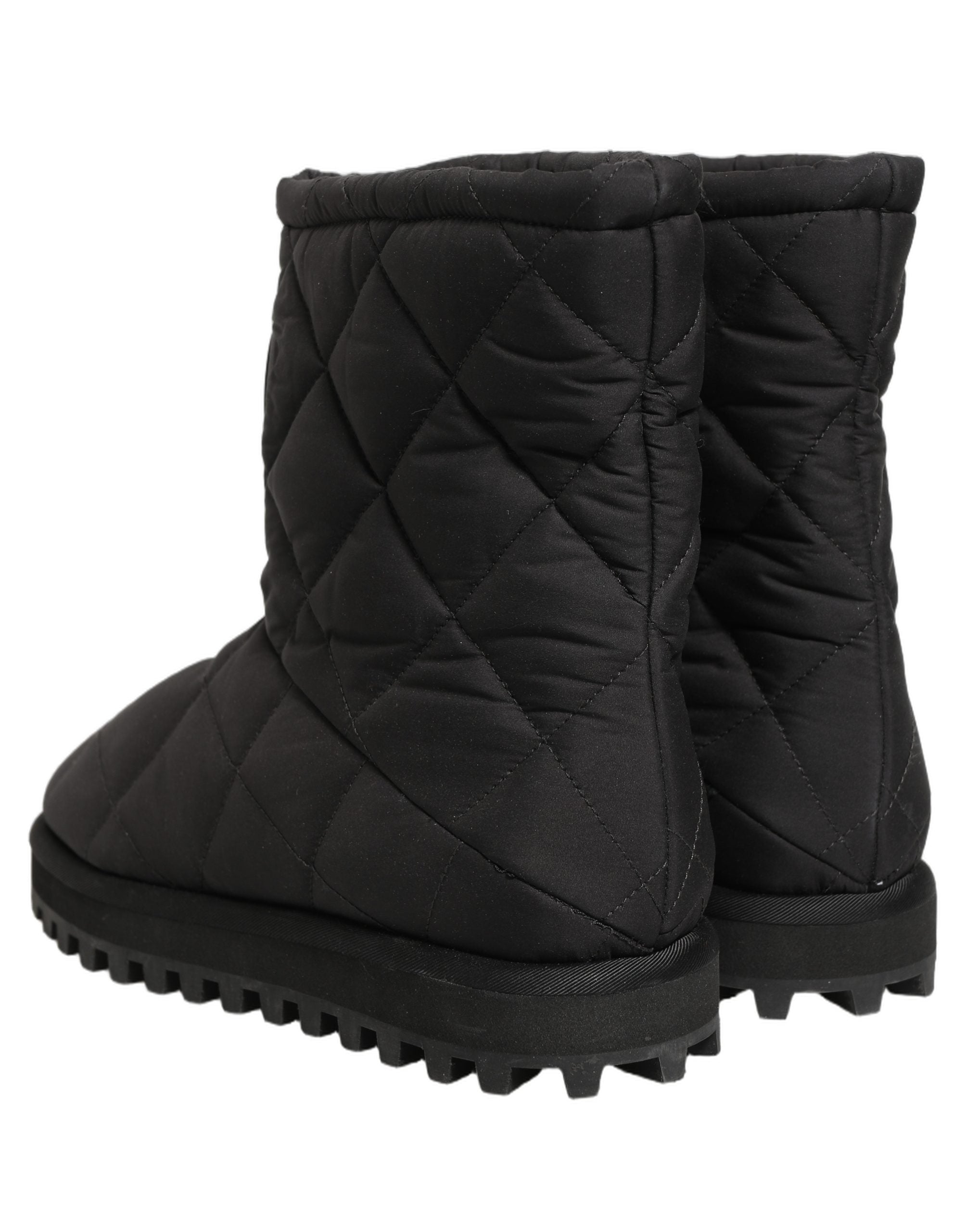 Dolce & Gabbana Black Quilted Effect Mid Calf Boots Men's Shoes