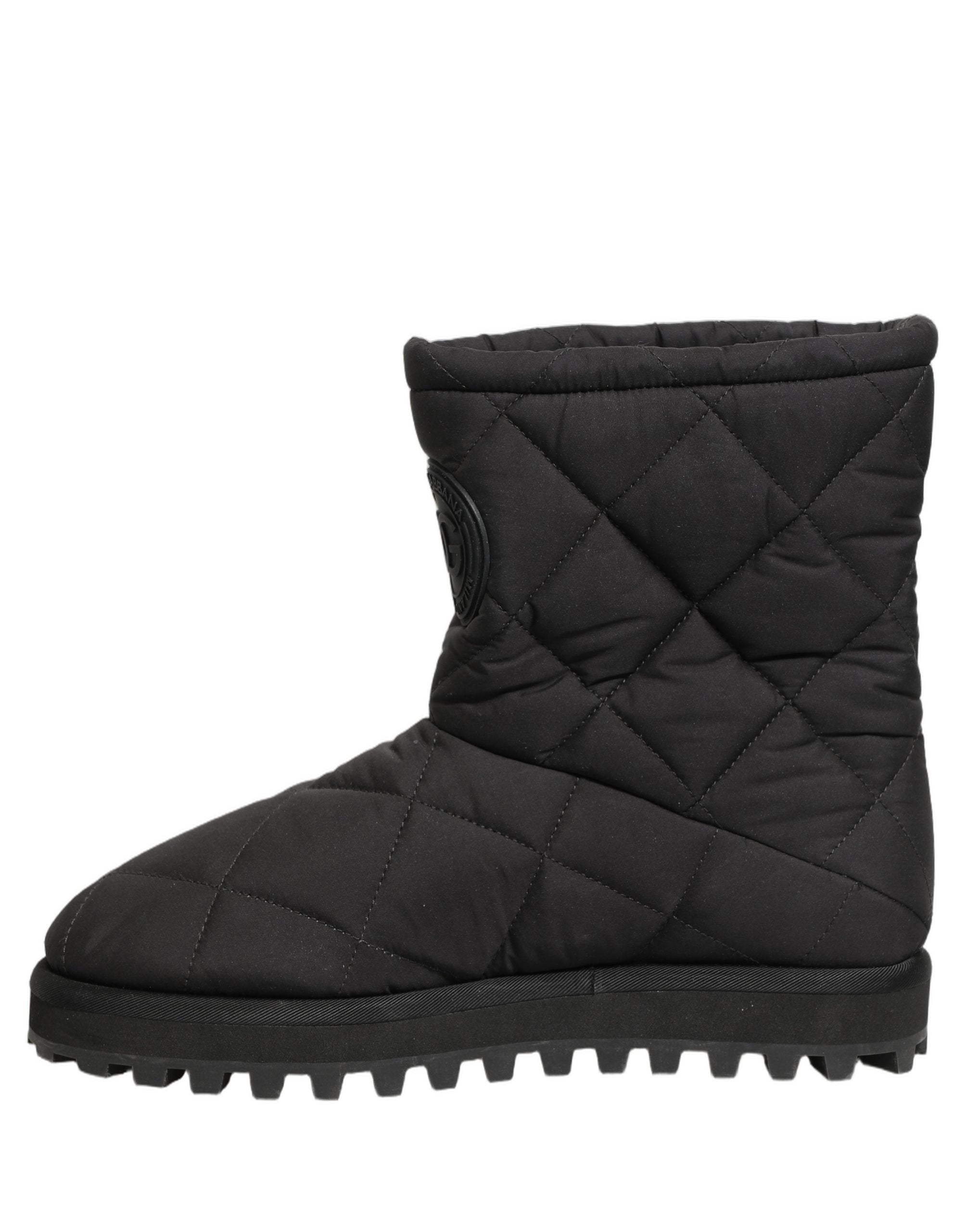 Dolce & Gabbana Black Quilted Effect Mid Calf Boots Men's Shoes