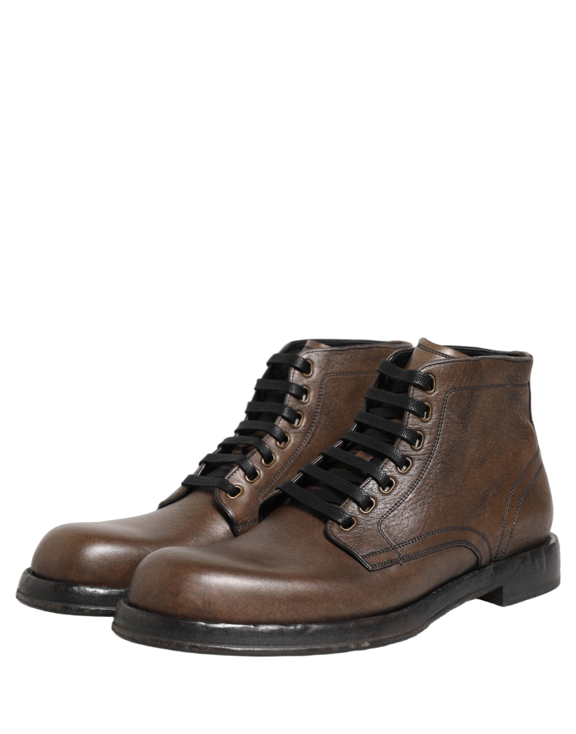 Dolce & Gabbana Brown Perugino Leather Men Ankle Boots Men's Shoes