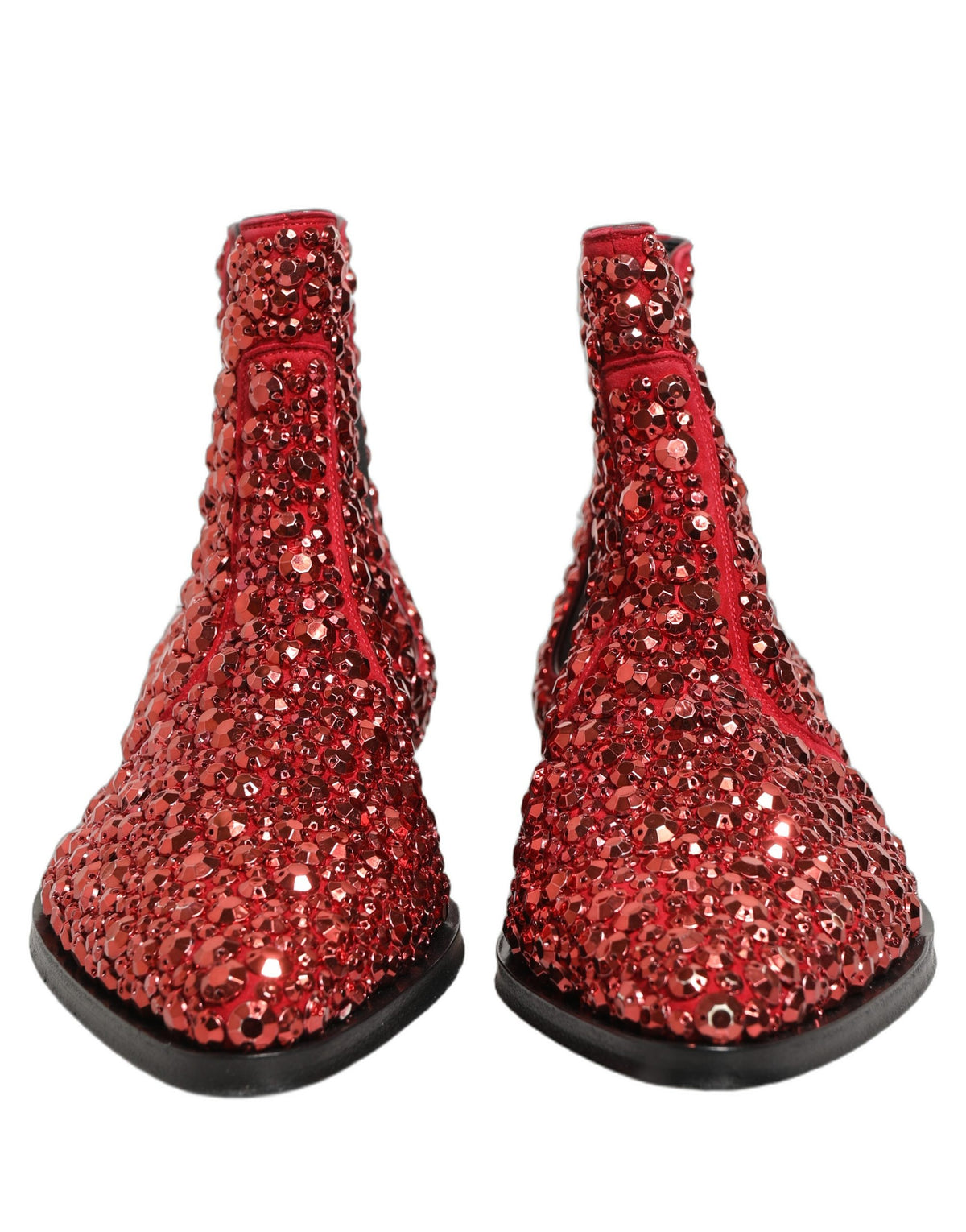 Dolce & Gabbana Red Embellished Chelsea Ankle Boots Men's Shoes