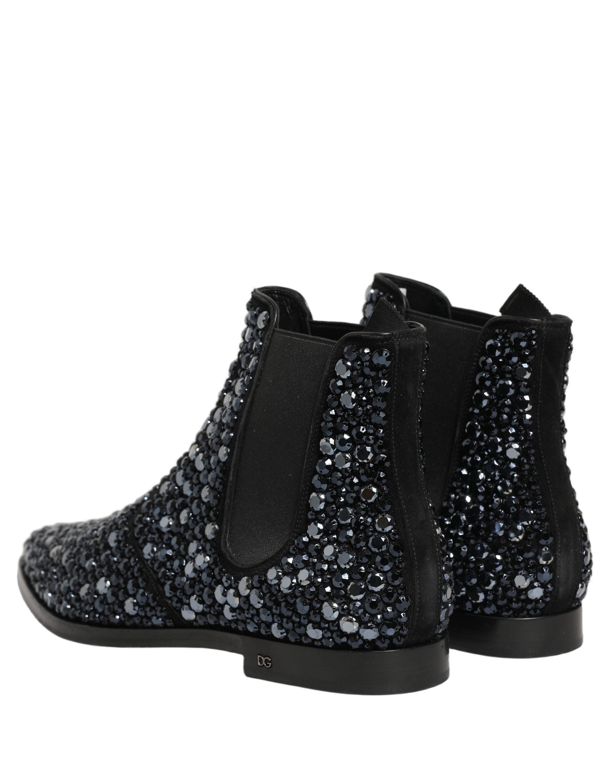Dolce & Gabbana Black Embellished Chelsea Ankle Boots Men's Shoes
