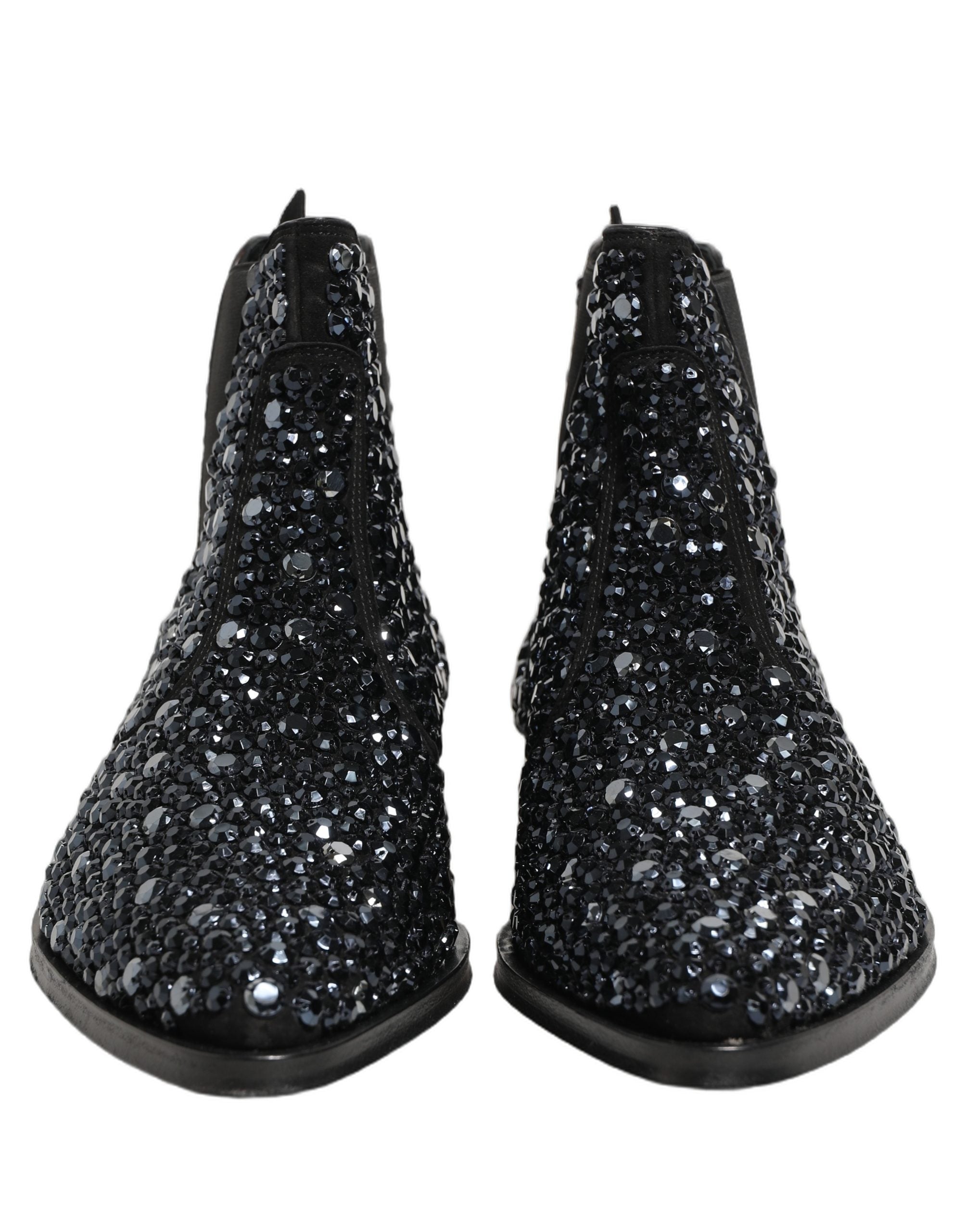 Dolce & Gabbana Black Embellished Chelsea Ankle Boots Men's Shoes