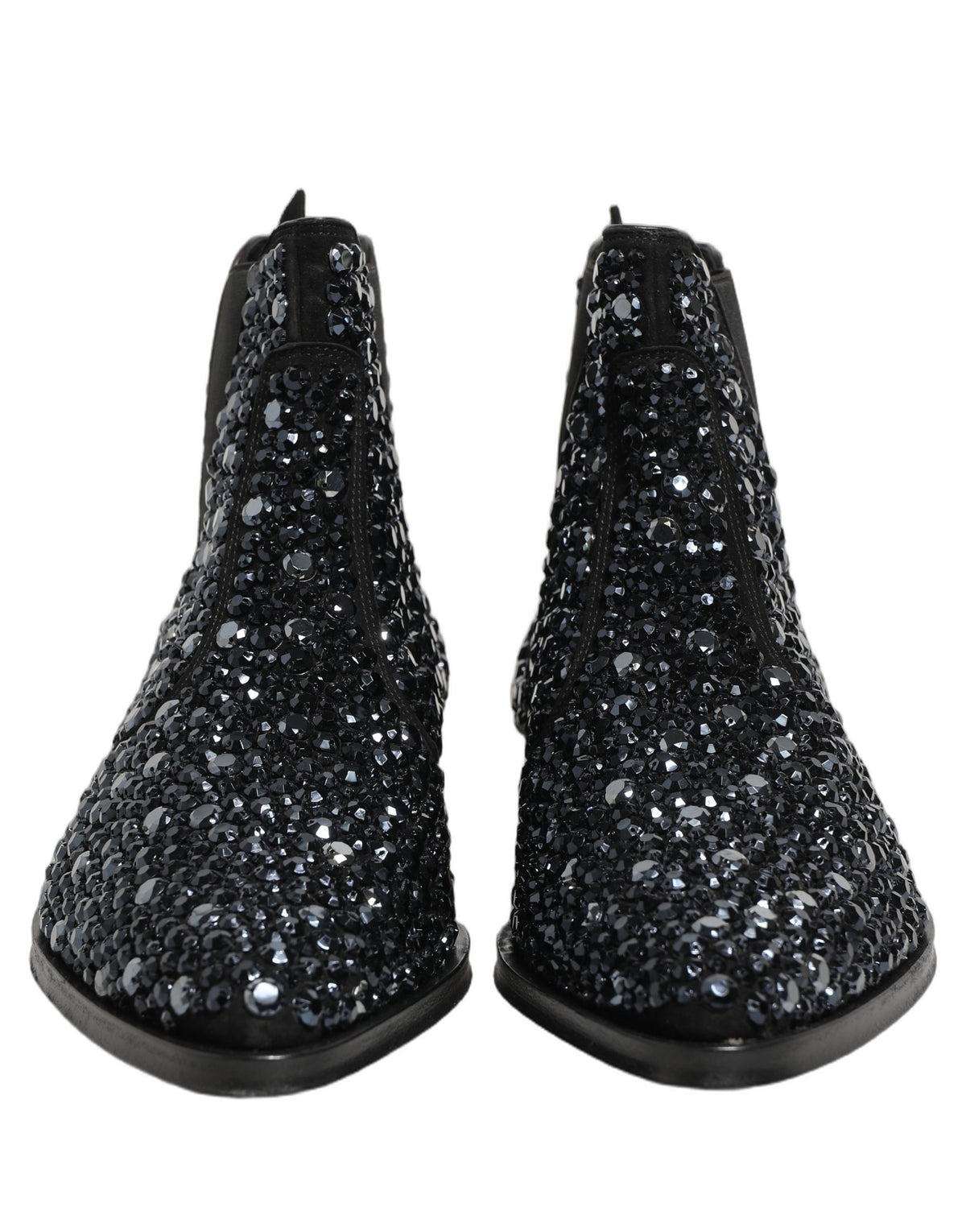 Dolce & Gabbana Black Embellished Chelsea Ankle Boots Men's Shoes