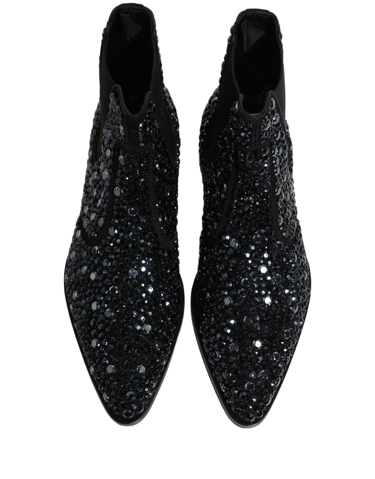 Dolce & Gabbana Black Embellished Chelsea Ankle Boots Men's Shoes