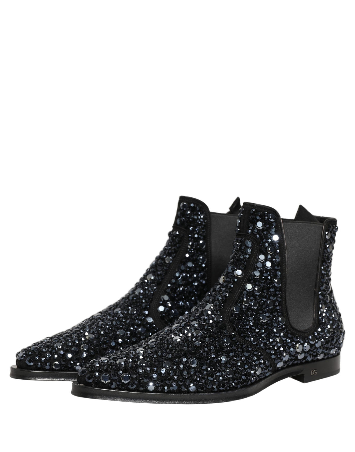 Dolce & Gabbana Black Embellished Chelsea Ankle Boots Men's Shoes