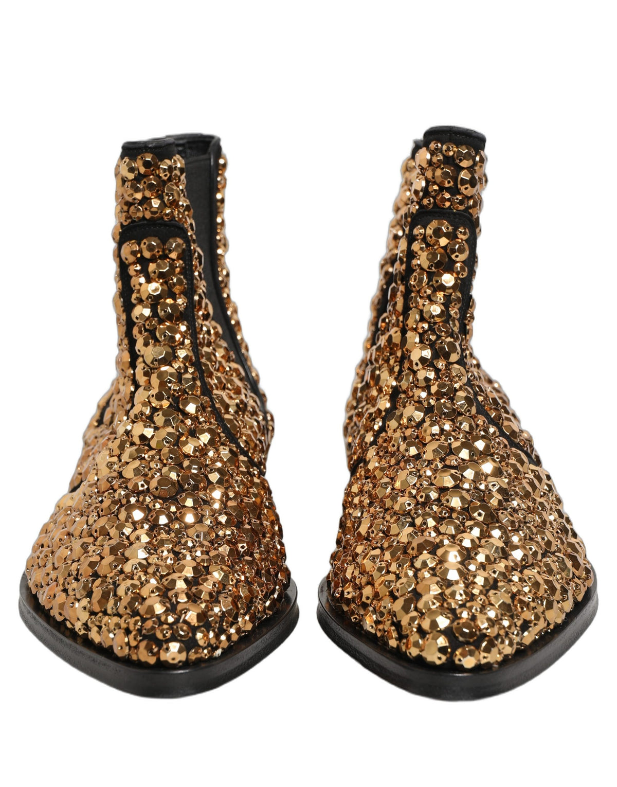 Dolce & Gabbana Gold Embellished Chelsea Ankle Boots Men's Shoes