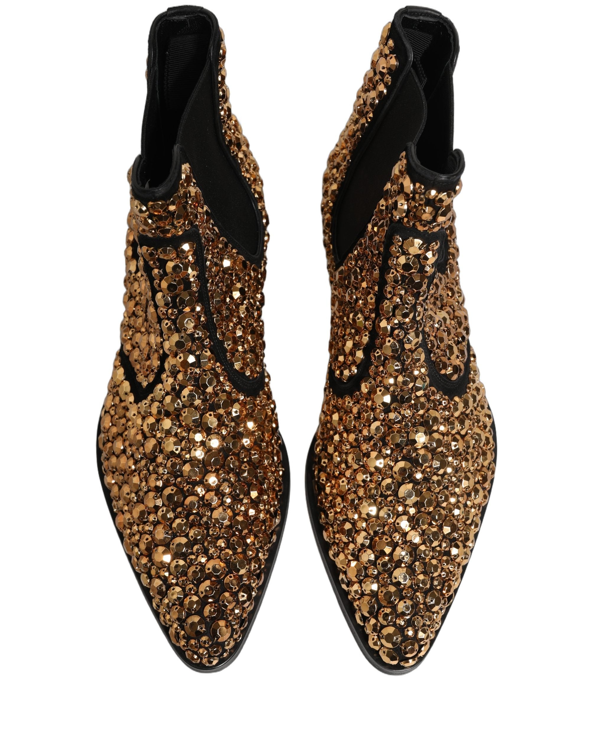 Dolce & Gabbana Gold Embellished Chelsea Ankle Boots Men's Shoes