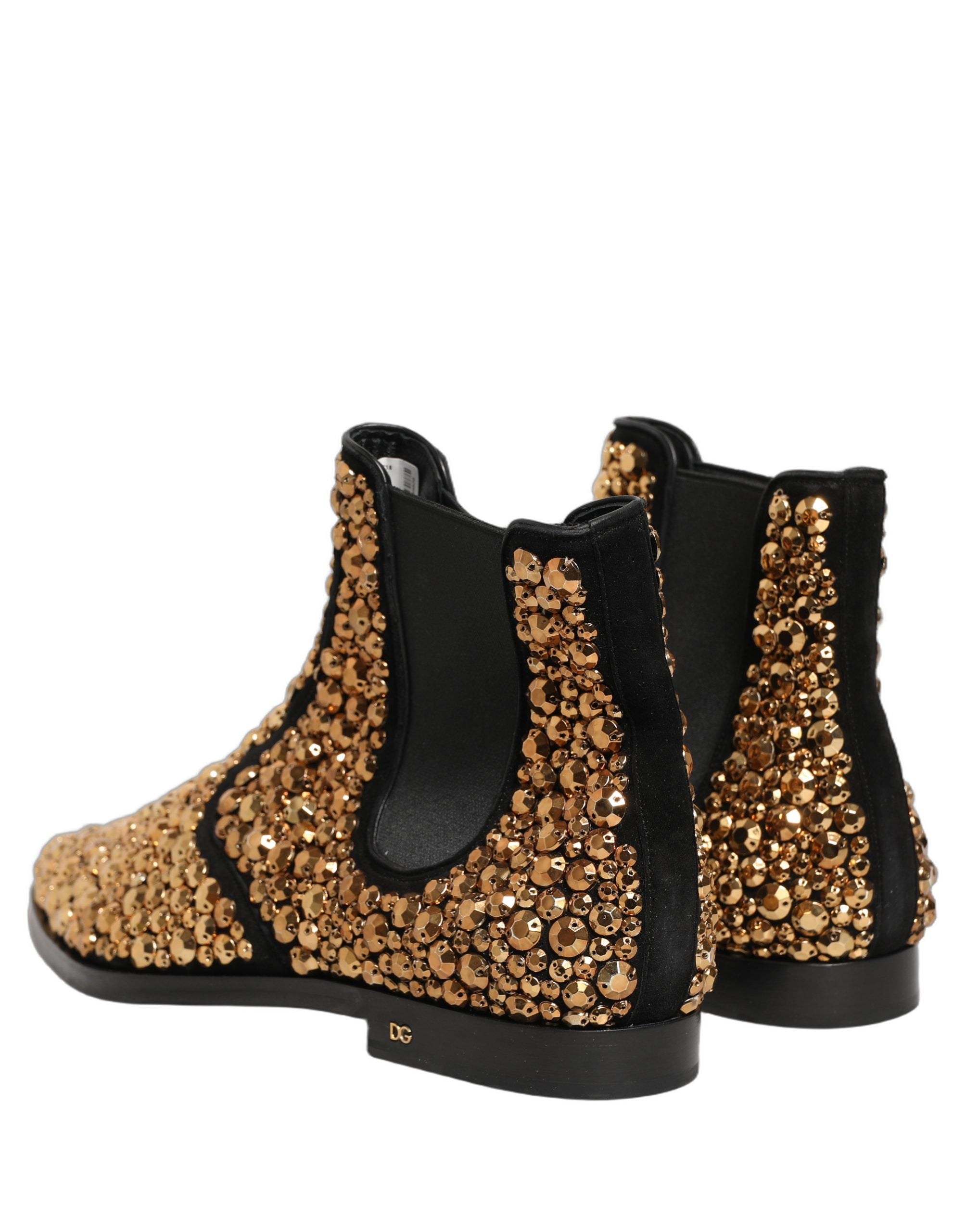 Dolce & Gabbana Gold Embellished Chelsea Ankle Boots Men's Shoes
