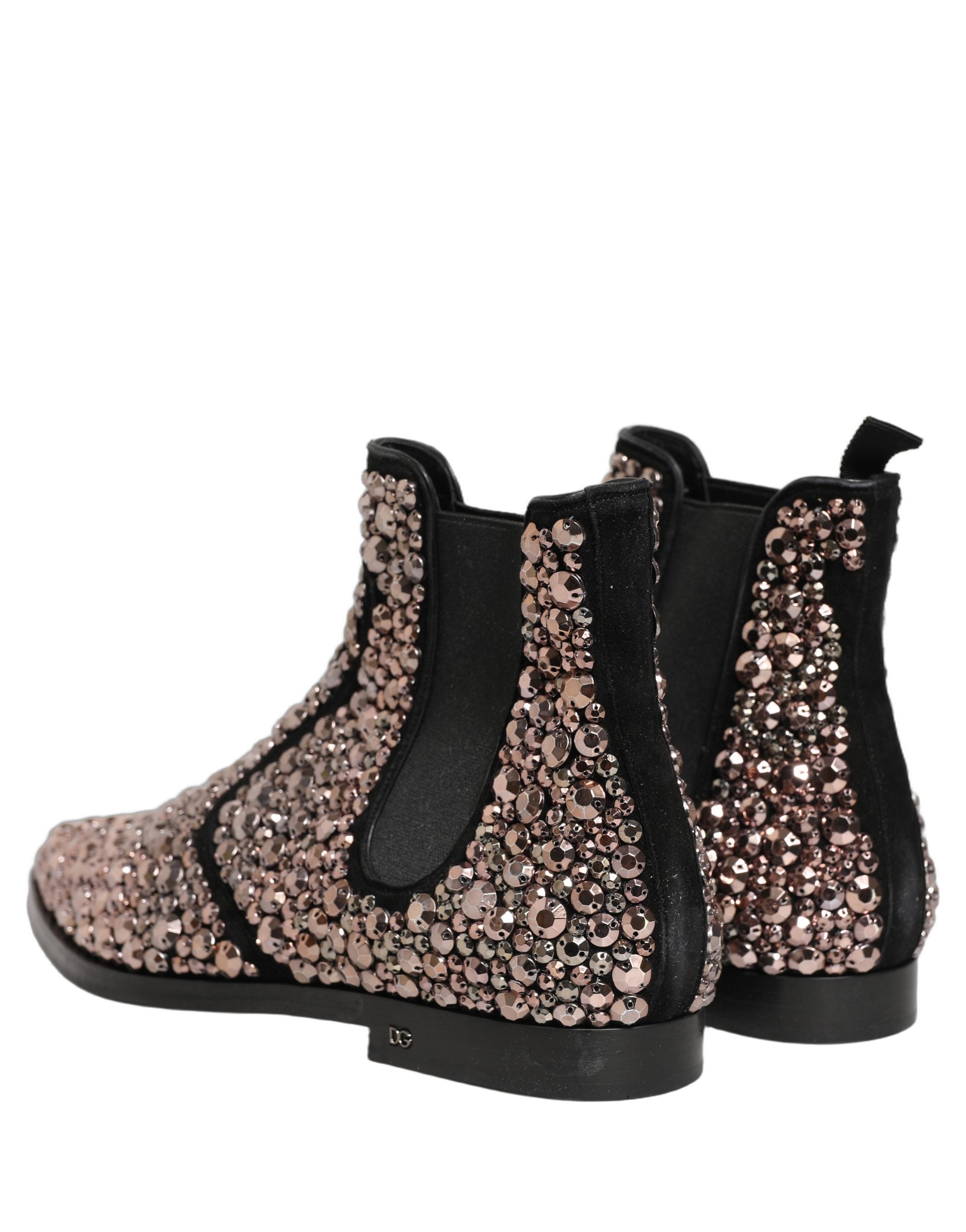 Dolce & Gabbana Silver Embellished Chelsea Ankle Boots Men's Shoes