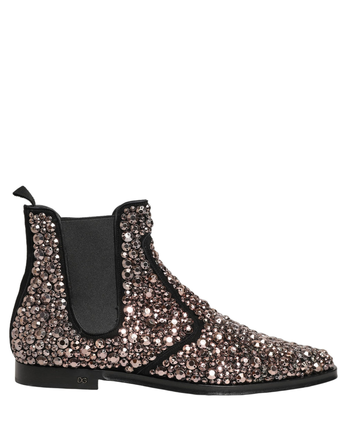 Dolce & Gabbana Silver Embellished Chelsea Ankle Boots Men's Shoes