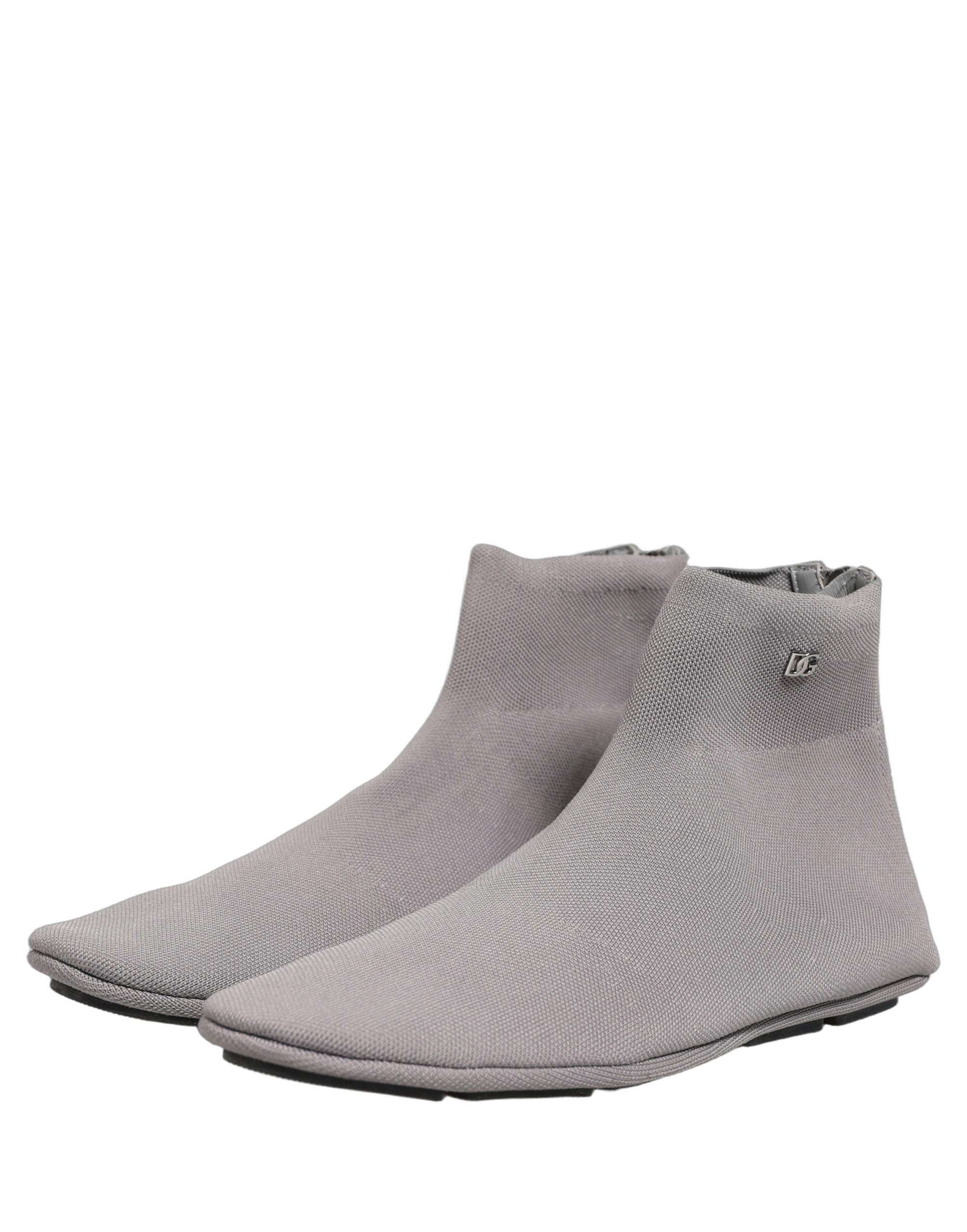 Dolce & Gabbana Gray Stretch Mesh Men Ankle Boots Men's Shoes