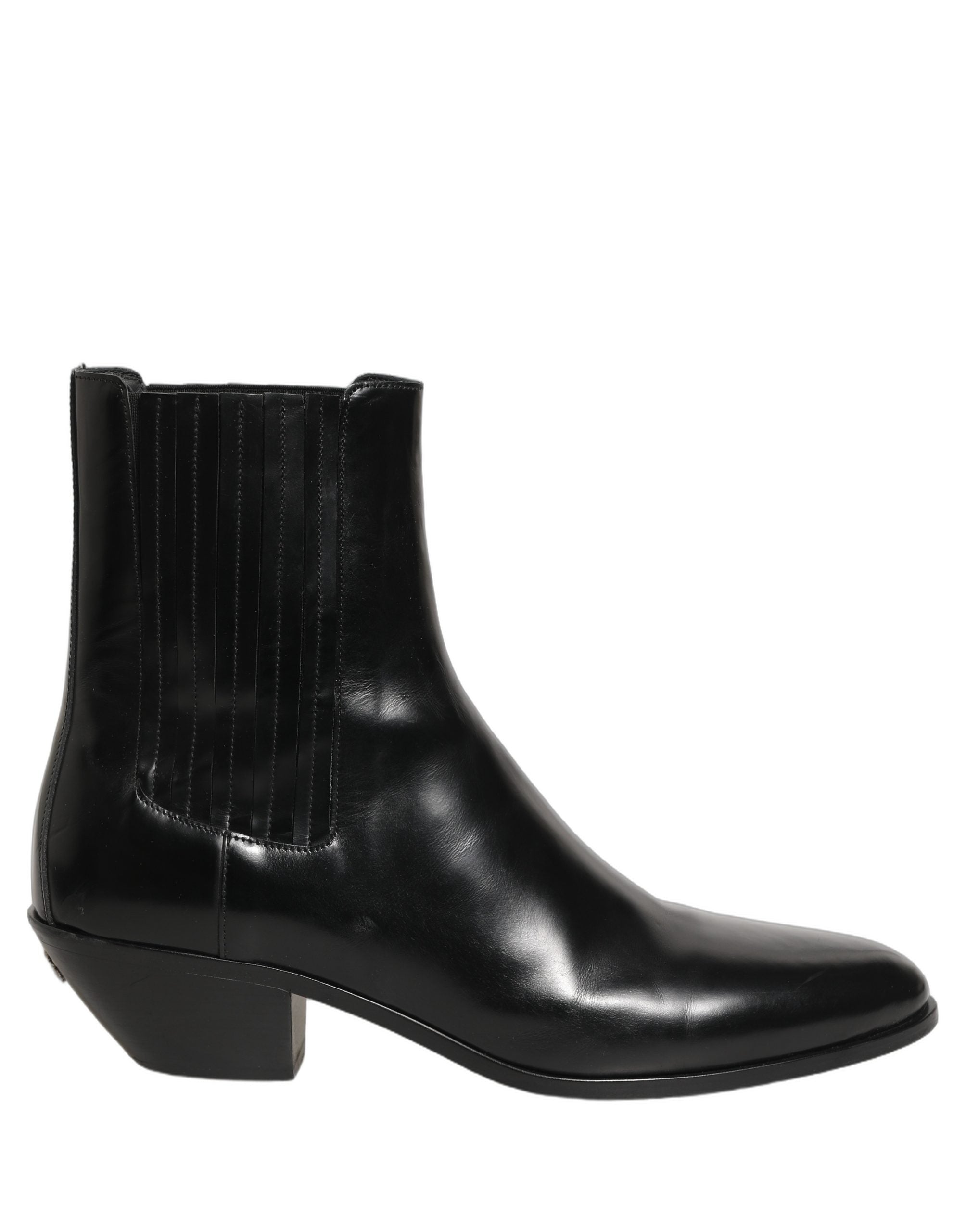 Dolce & Gabbana Black Leather Chelsea Mid Calf Boots Men's Shoes (Pre-Owned)