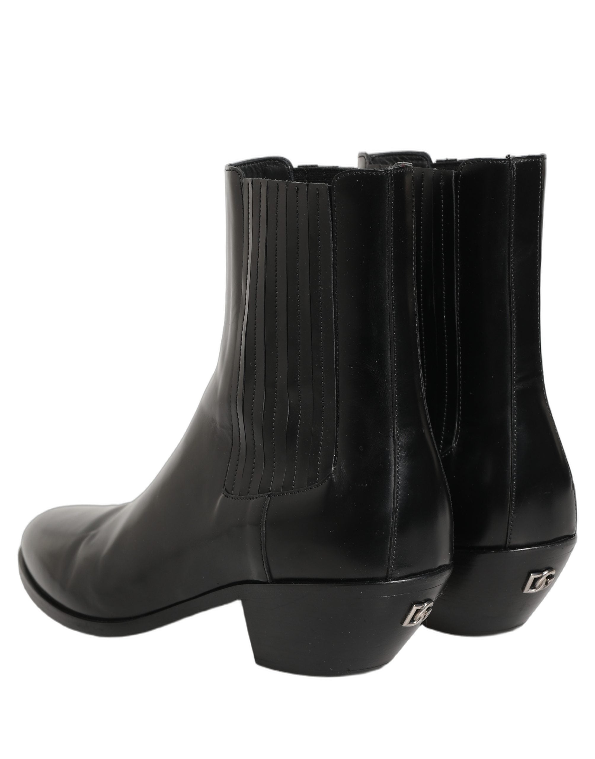 Dolce & Gabbana Black Leather Chelsea Mid Calf Boots Men's Shoes (Pre-Owned)