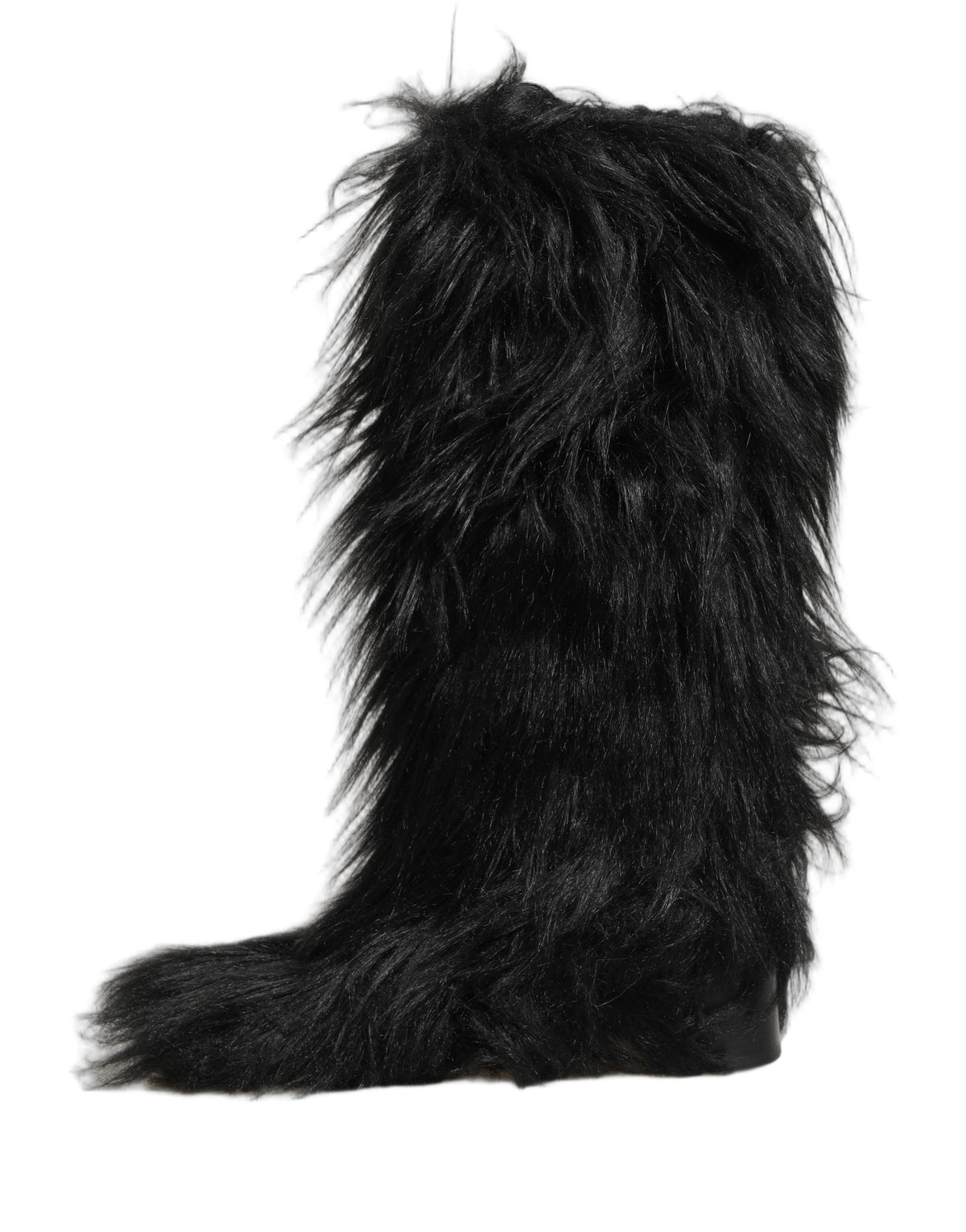 Dolce & Gabbana Black Faux Fur Mid Calf Winter Boots Men's Shoes (Pre-Owned)