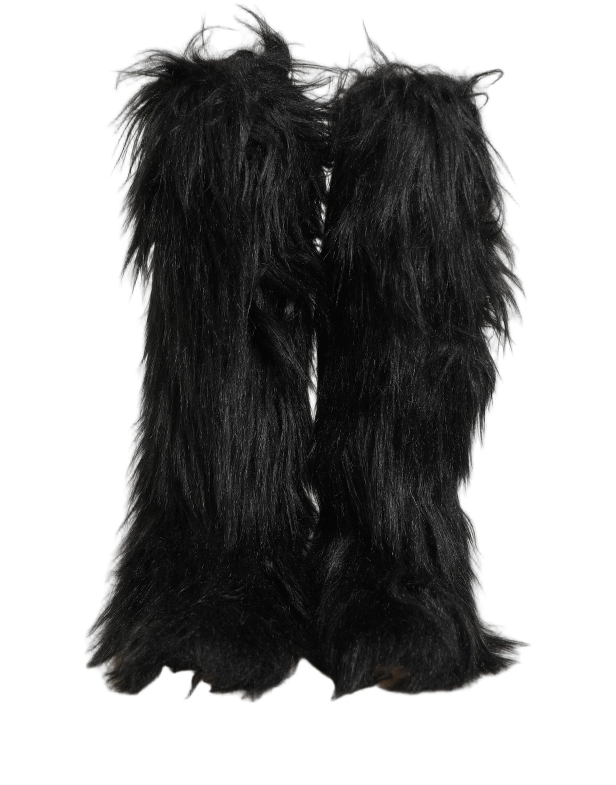 Dolce & Gabbana Black Faux Fur Mid Calf Winter Boots Men's Shoes (Pre-Owned)