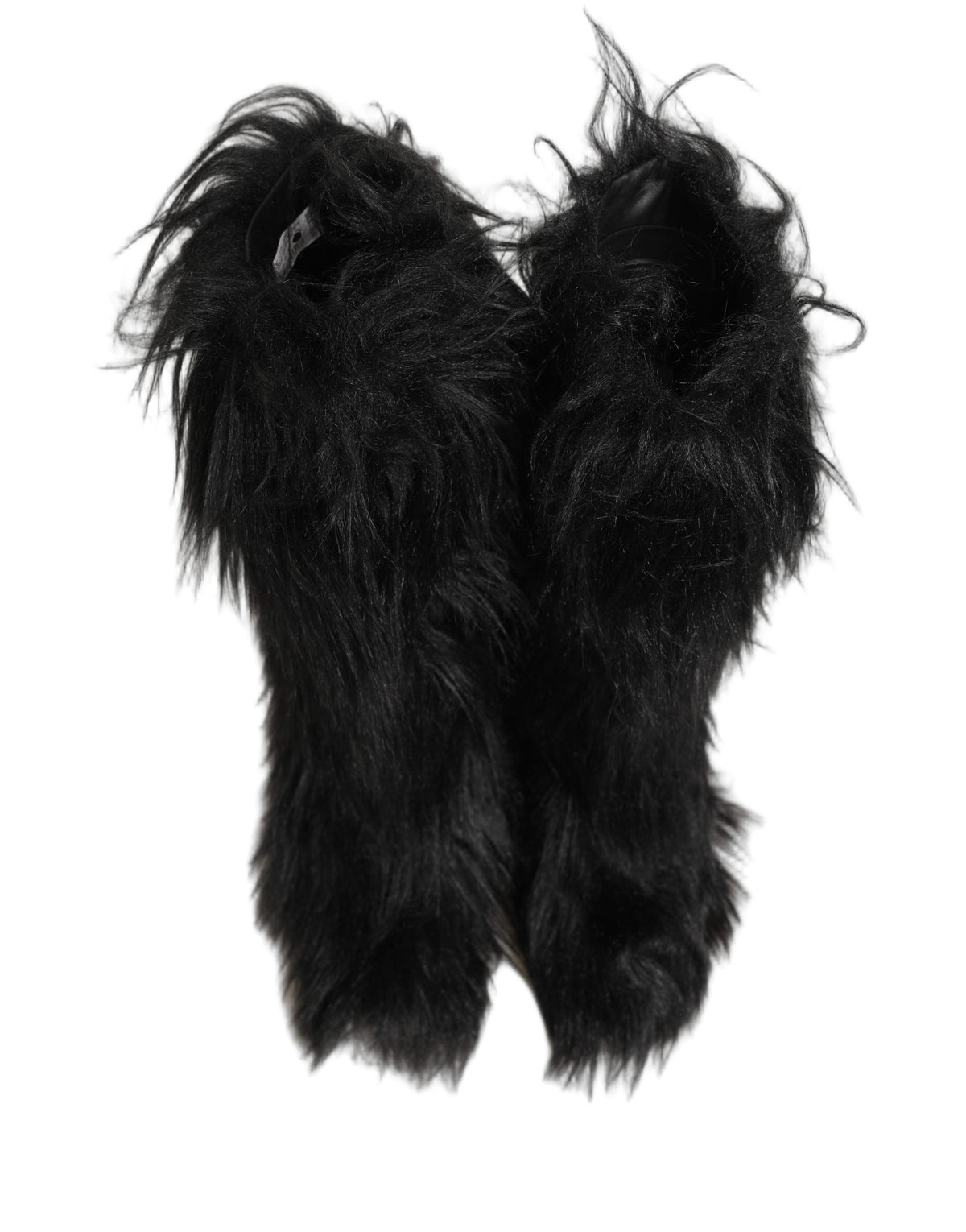 Dolce & Gabbana Black Faux Fur Mid Calf Winter Boots Men's Shoes (Pre-Owned)