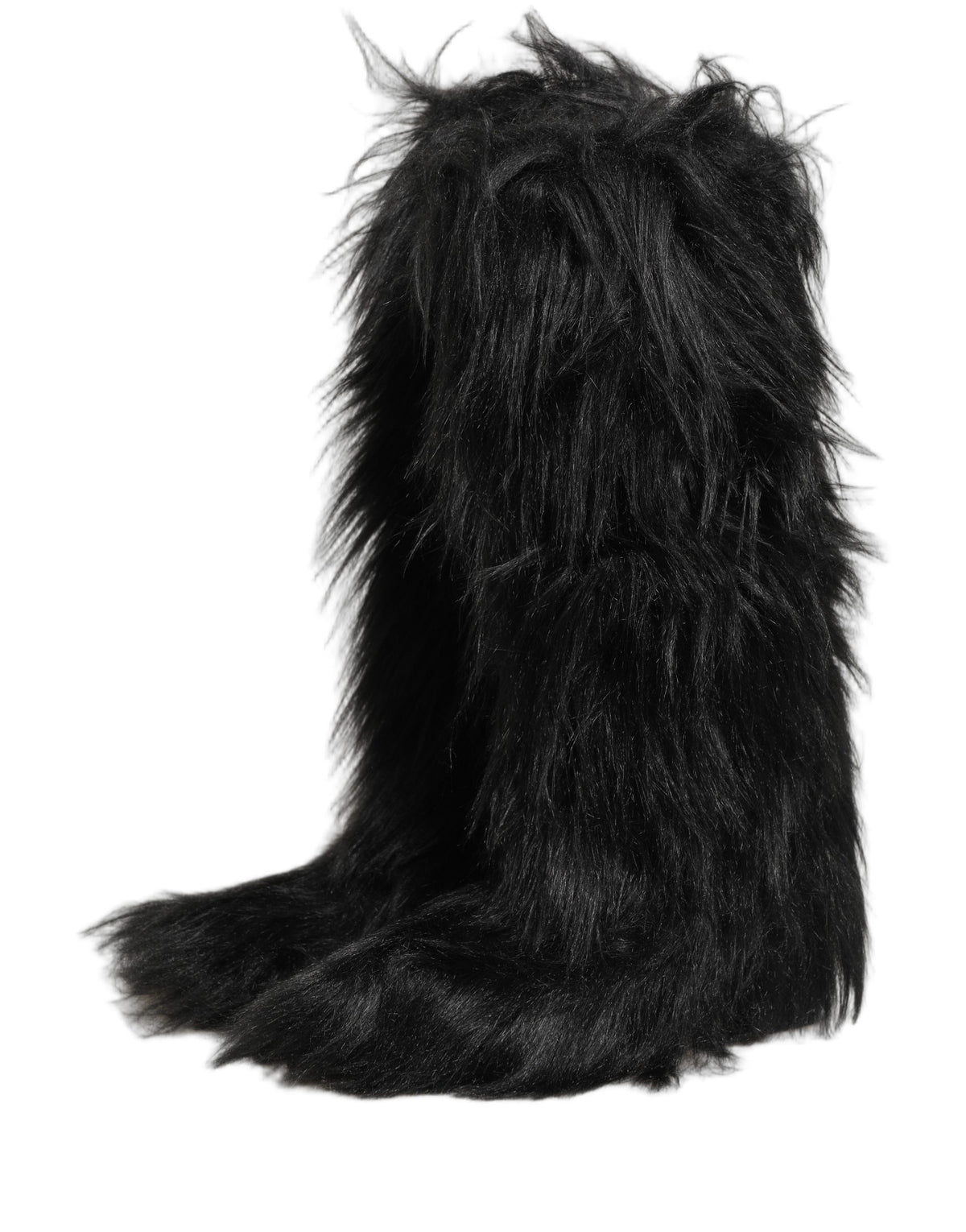 Dolce & Gabbana Black Faux Fur Mid Calf Winter Boots Men's Shoes (Pre-Owned)