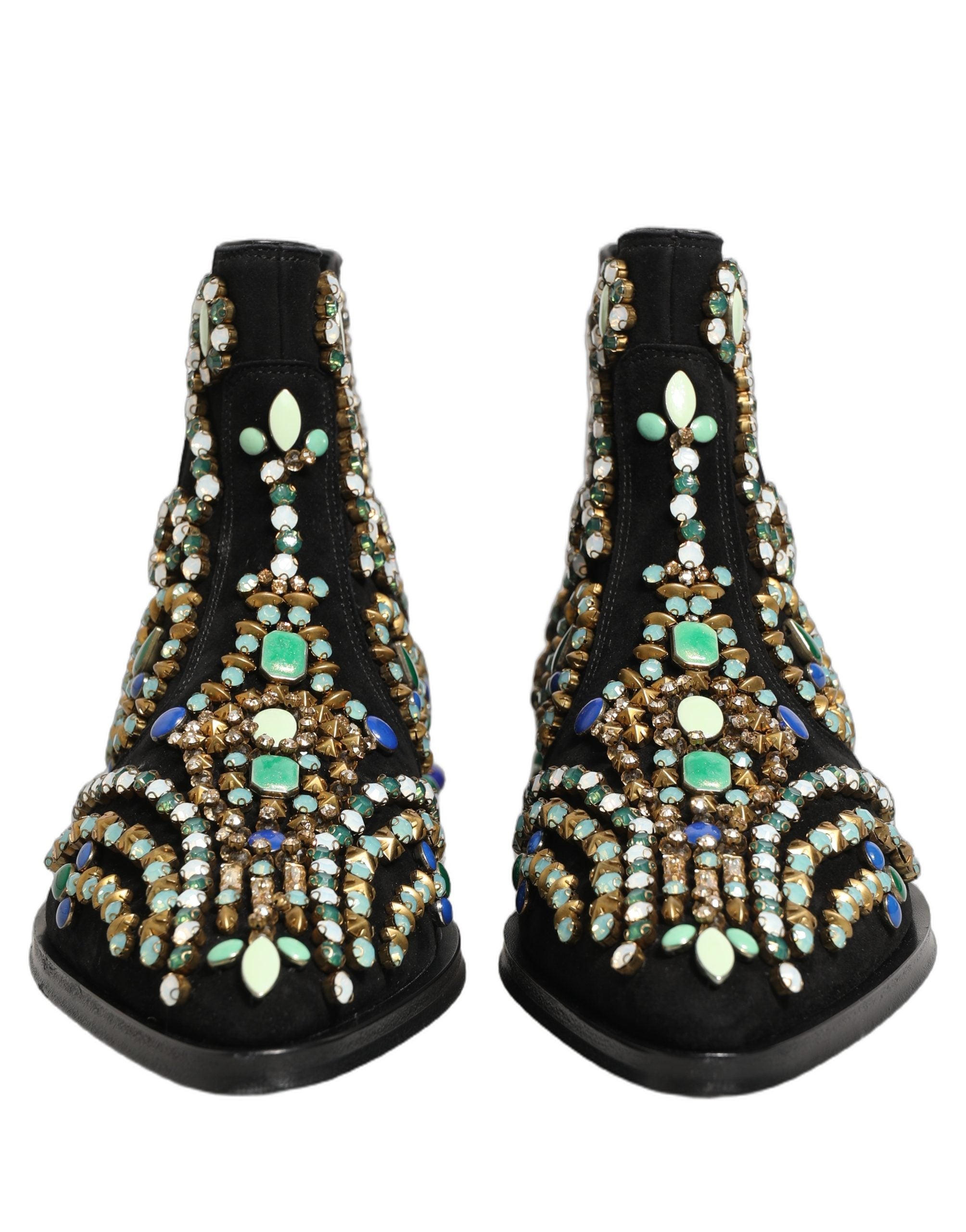 Dolce & Gabbana Black Embellished Chelsea Ankle Boots Men's Shoes (Pre-Owned)