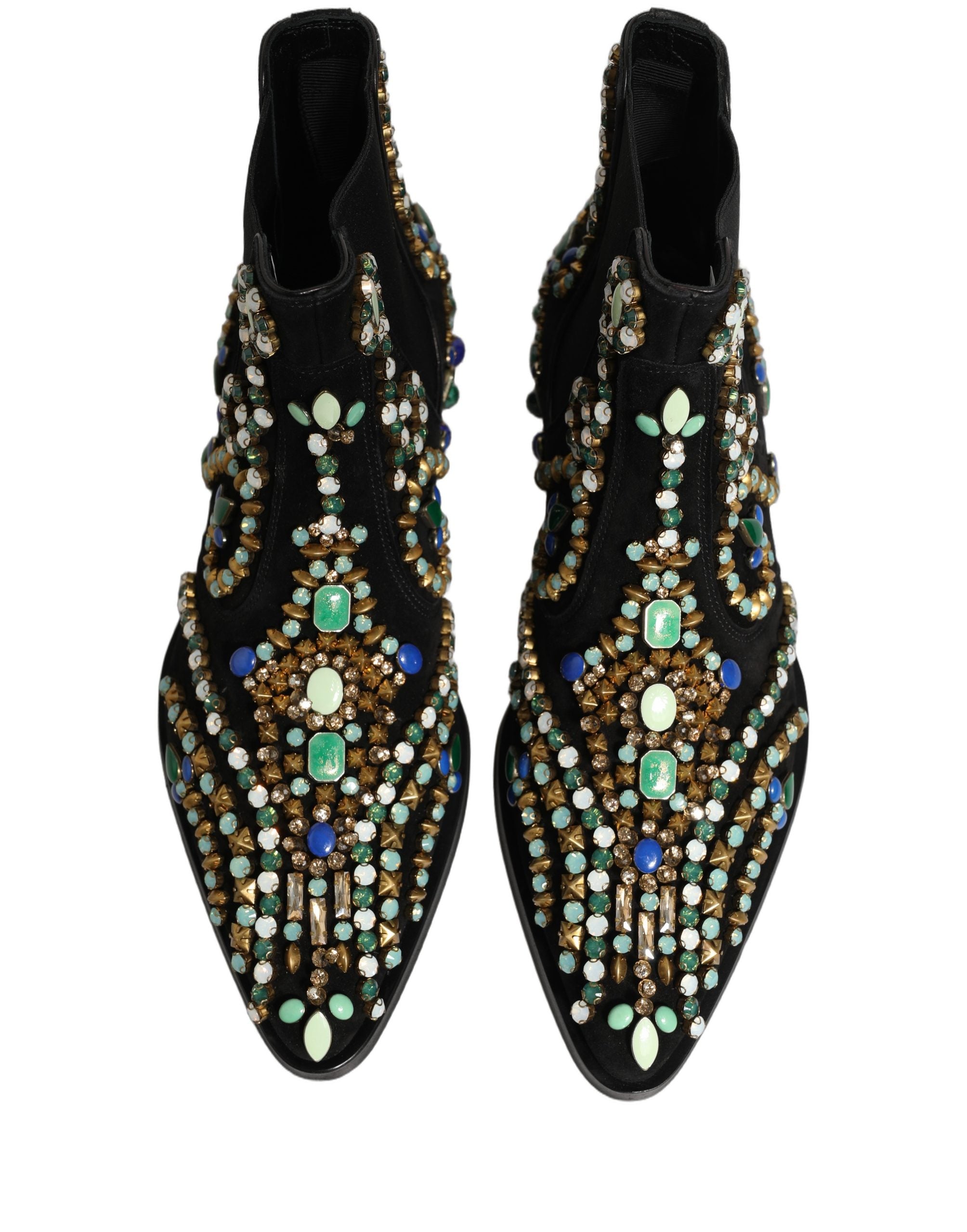Dolce & Gabbana Black Embellished Chelsea Ankle Boots Men's Shoes (Pre-Owned)