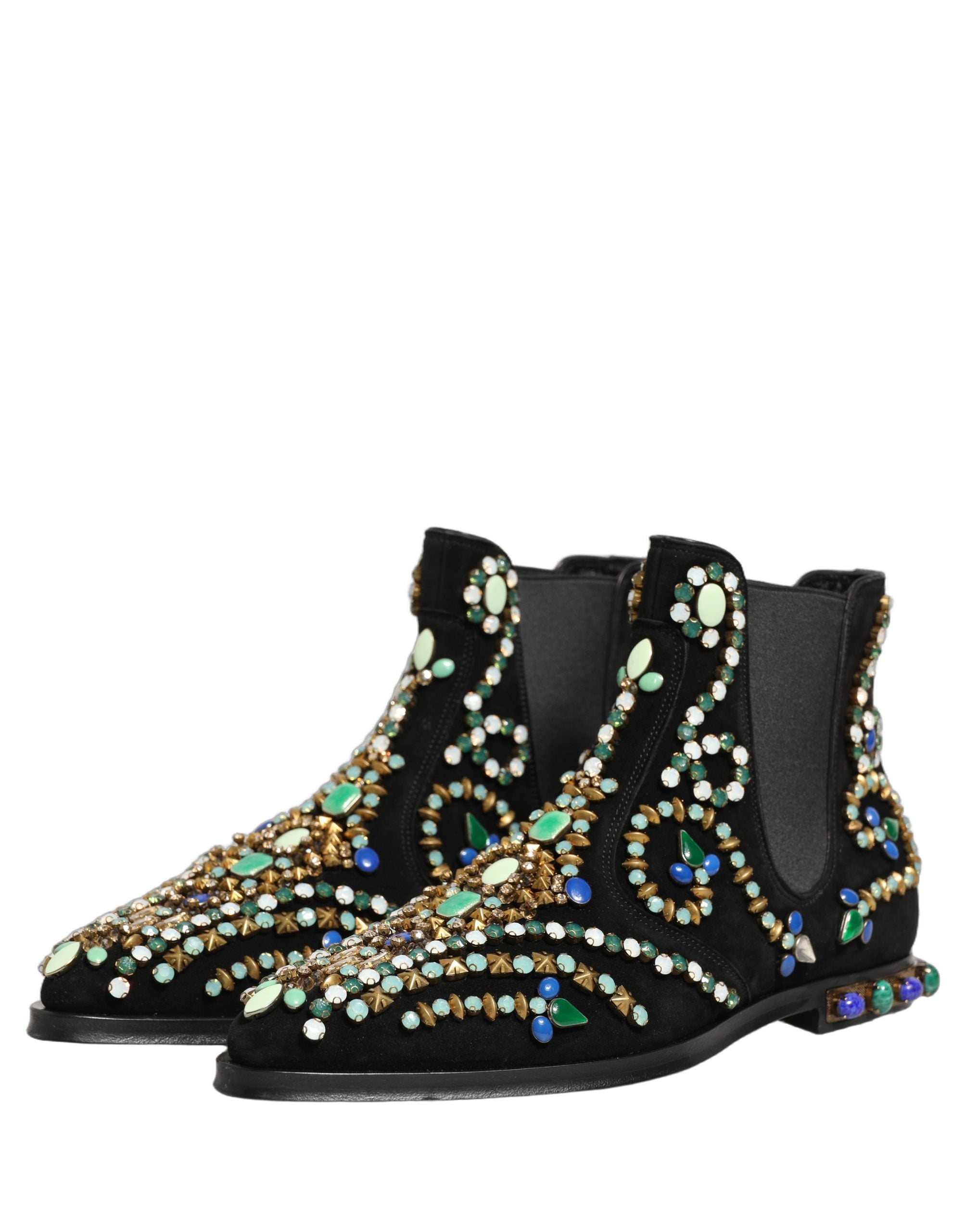 Dolce & Gabbana Black Embellished Chelsea Ankle Boots Men's Shoes (Pre-Owned)