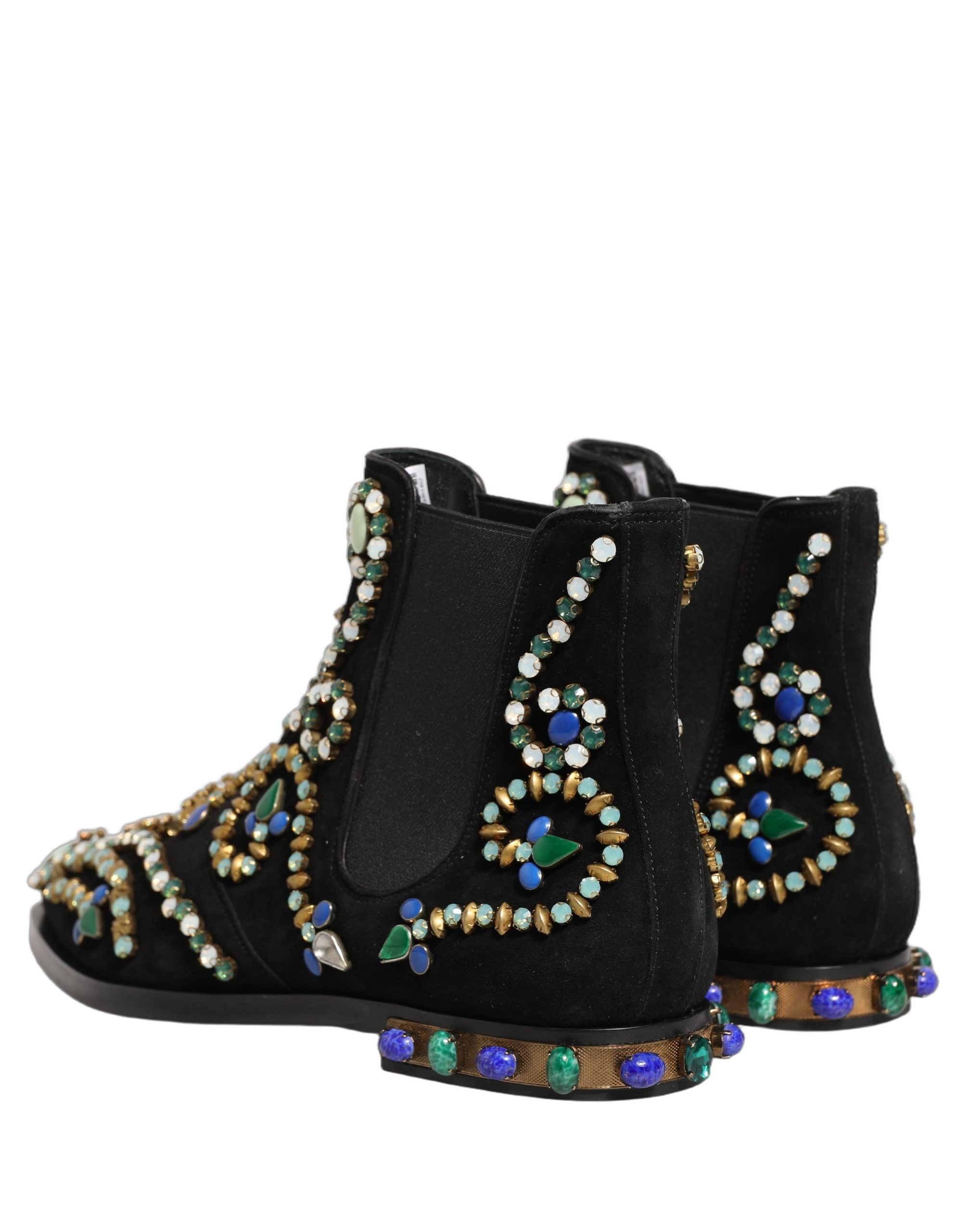 Dolce & Gabbana Black Embellished Chelsea Ankle Boots Men's Shoes (Pre-Owned)
