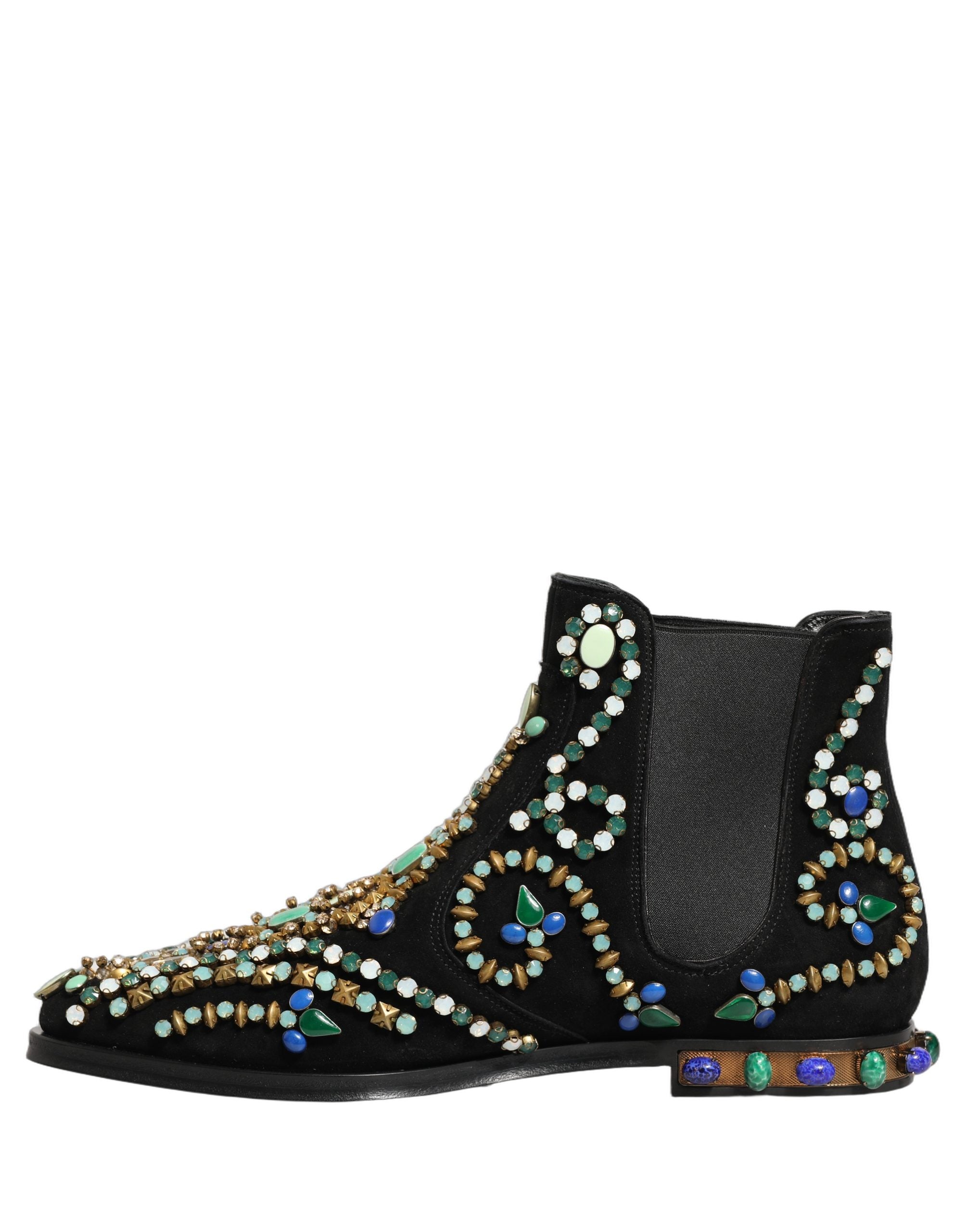 Dolce & Gabbana Black Embellished Chelsea Ankle Boots Men's Shoes (Pre-Owned)