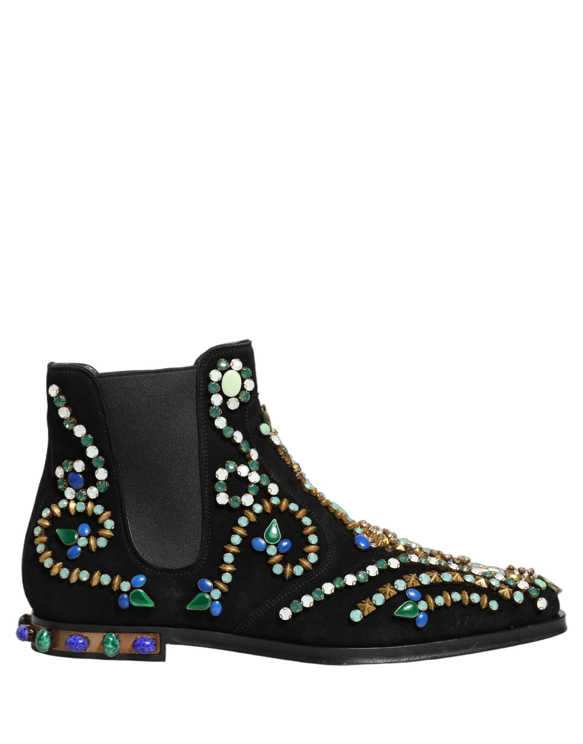 Dolce & Gabbana Black Embellished Chelsea Ankle Boots Men's Shoes (Pre-Owned)