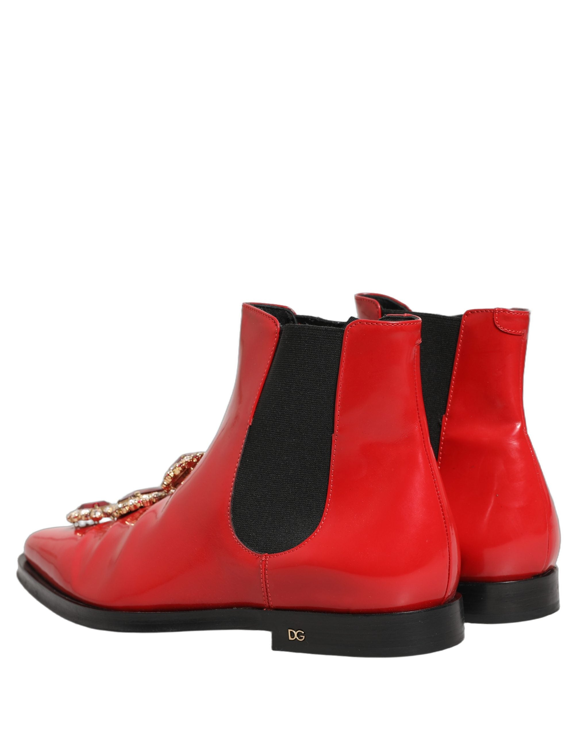 Dolce & Gabbana Red Embellished Chelsea Men Ankle Boots Men's Shoes (Pre-Owned)