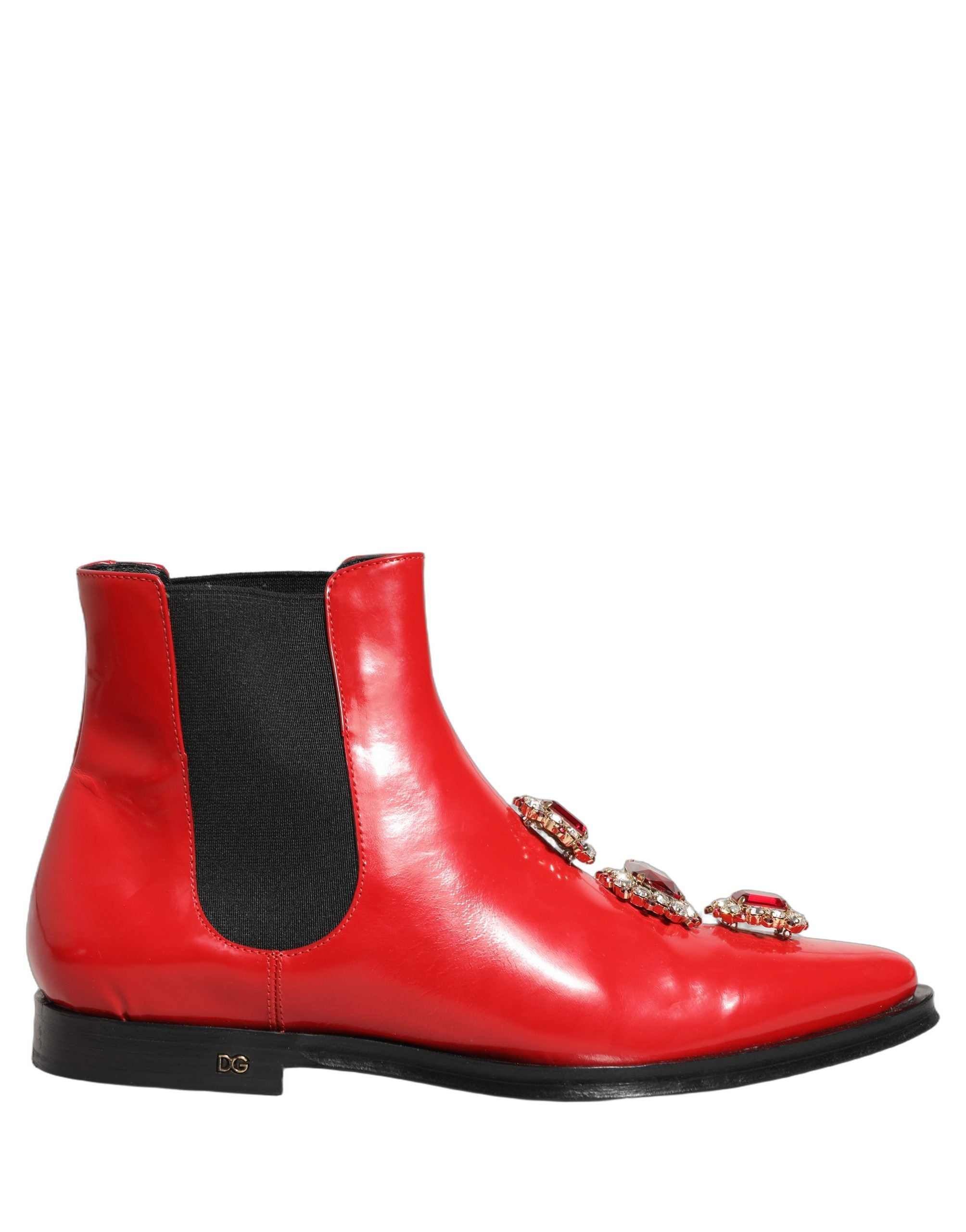 Dolce & Gabbana Red Embellished Chelsea Men Ankle Boots Men's Shoes (Pre-Owned)