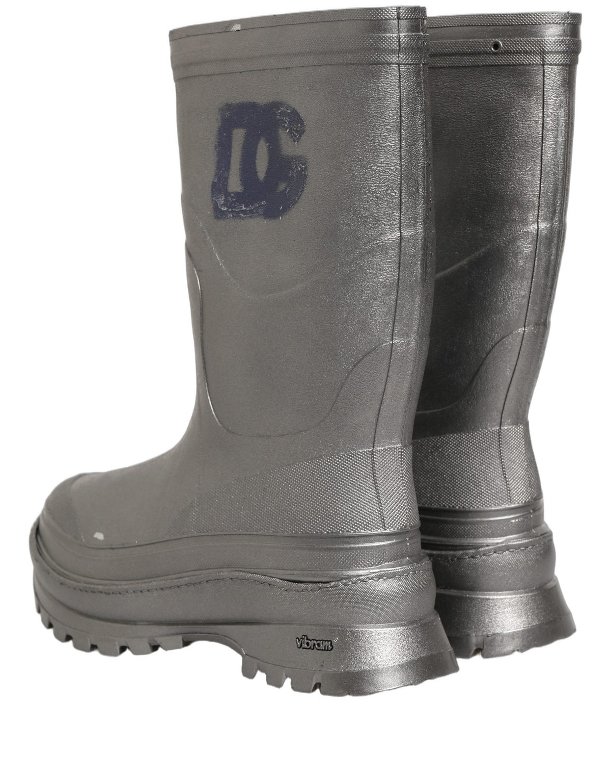 Dolce & Gabbana Metallic Silver Pull On Rain Boots Men Men's Shoes (Pre-Owned)