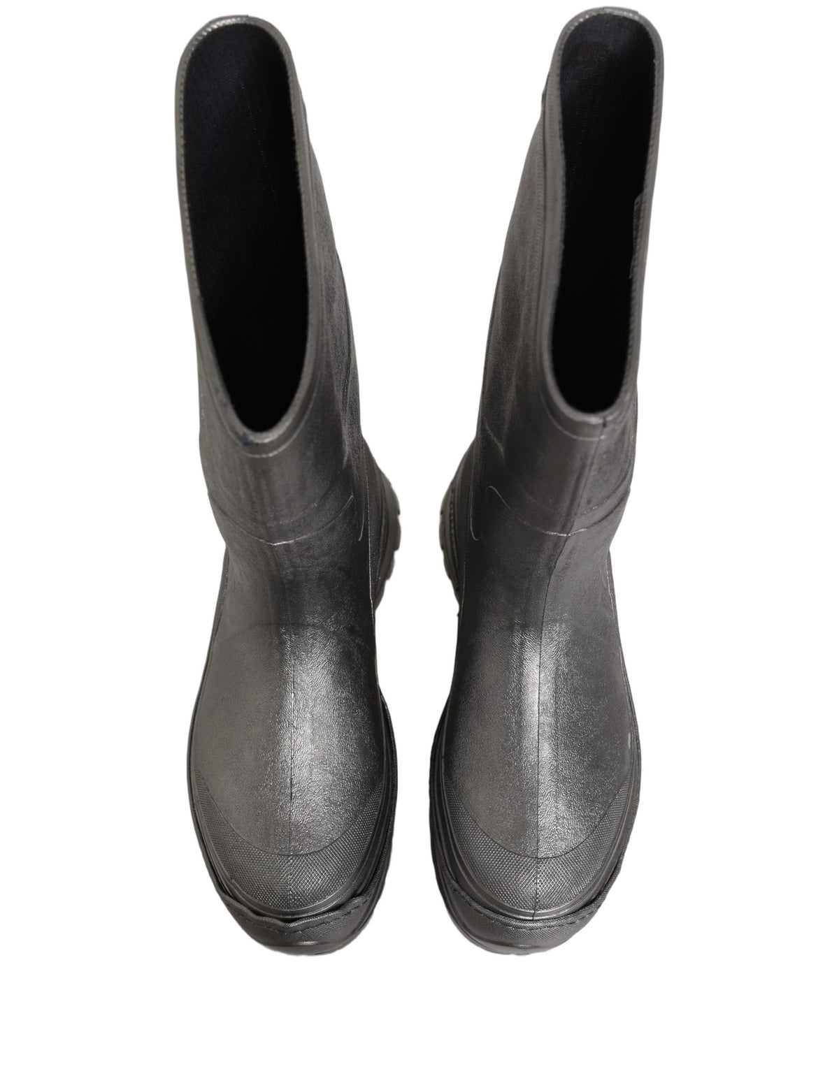 Dolce & Gabbana Metallic Silver Pull On Rain Boots Men Men's Shoes (Pre-Owned)