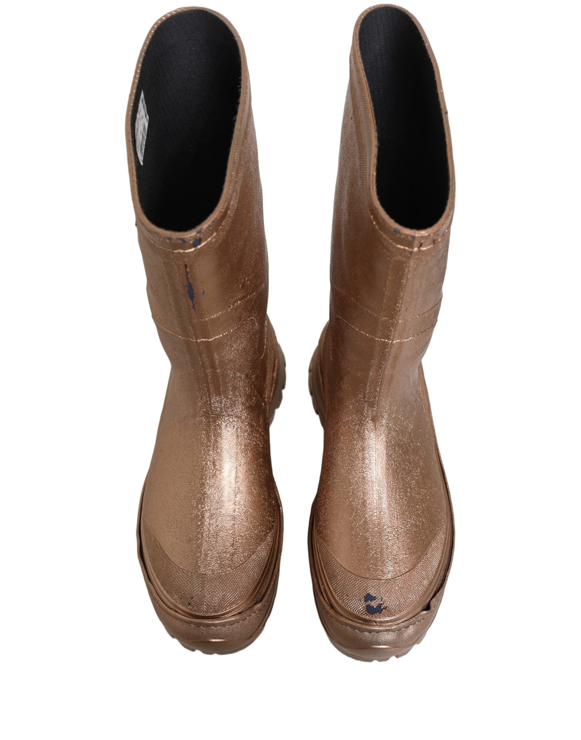 Dolce & Gabbana Rose Gold PVC Pull On Rain Boots Men Men's Shoes (Pre-Owned)